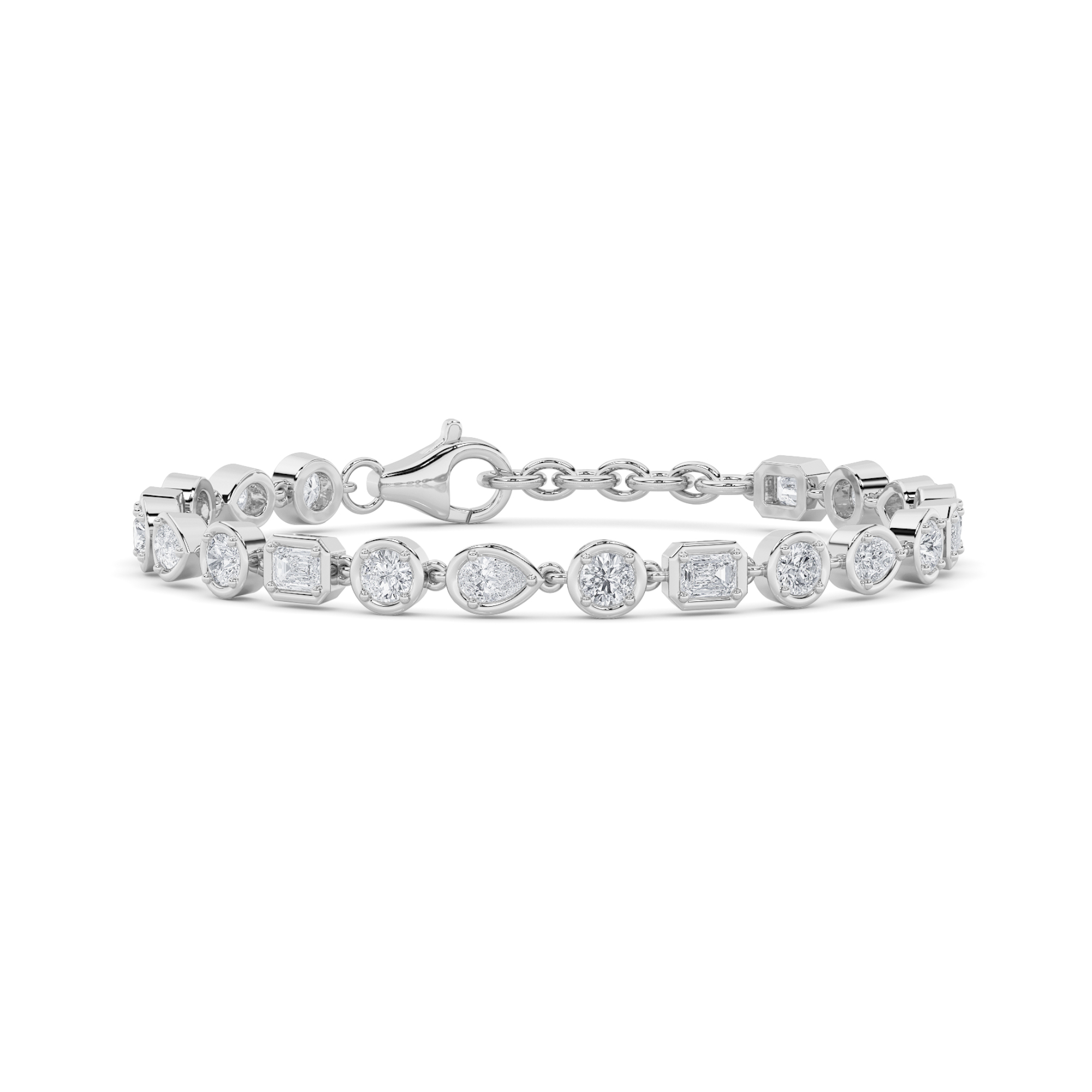 4Cttw Mix Shaped Lab Grown Diamond (G/VS) Bracelet in 14K Gold