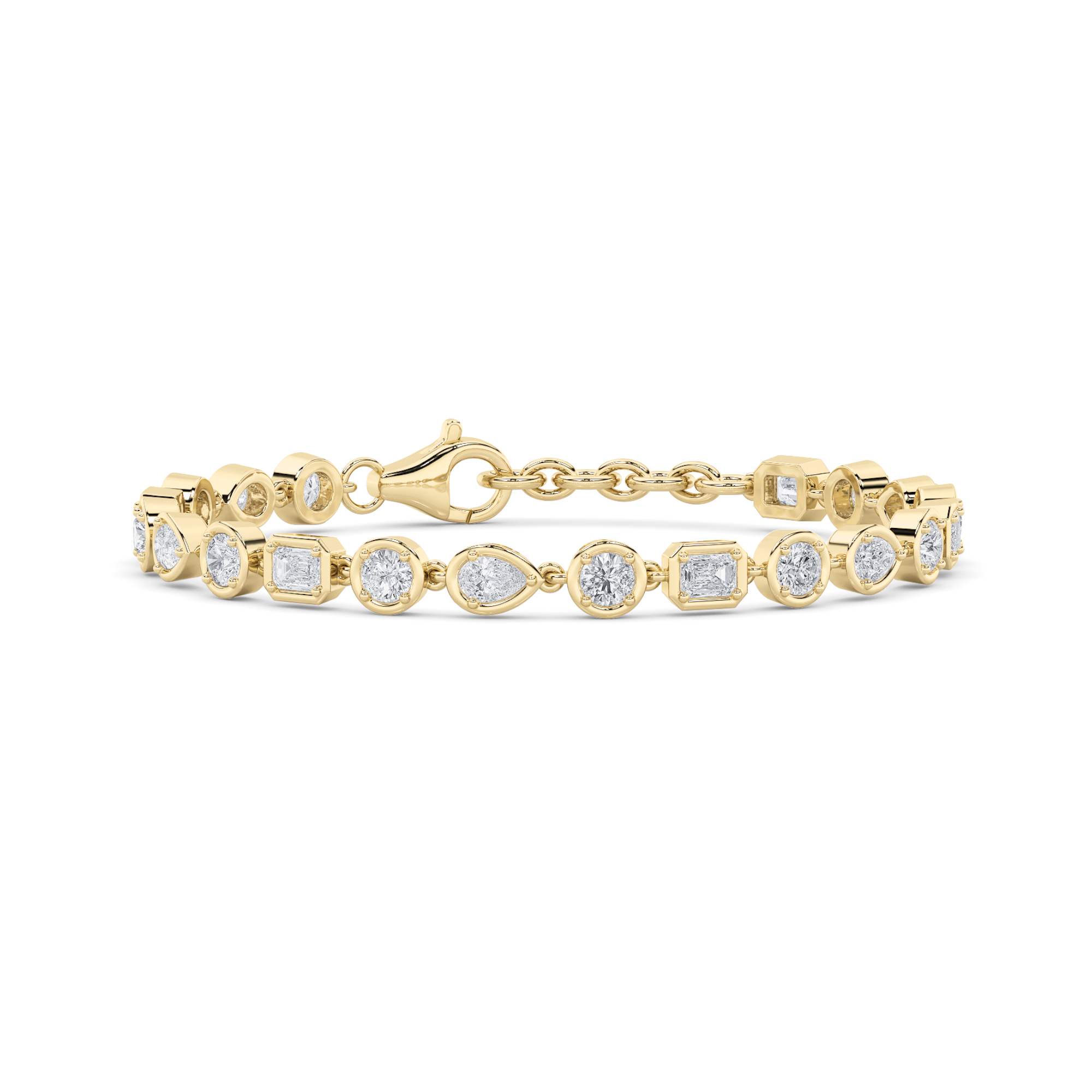 4.00 CT Emerald Diamond Bracelet in 14K Yellow Gold