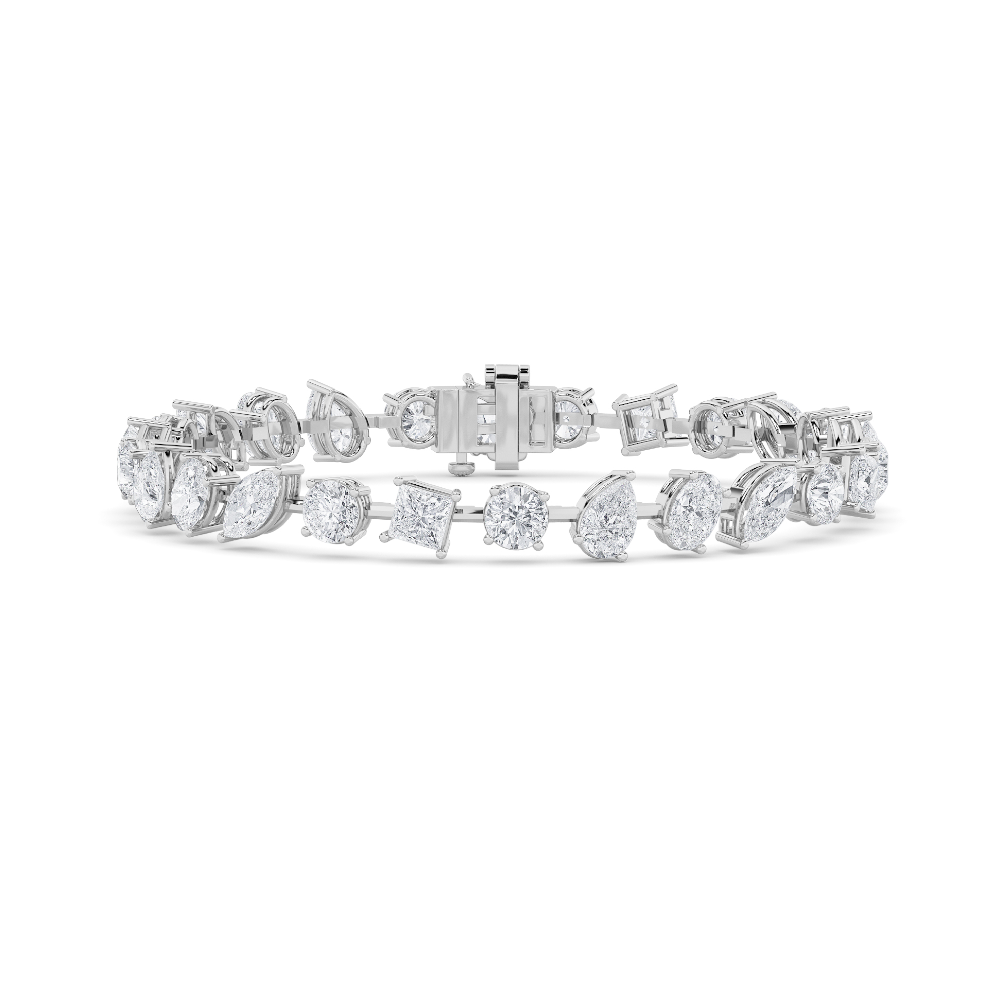 10.25 CT Round Diamond Bracelet in 14K White Gold