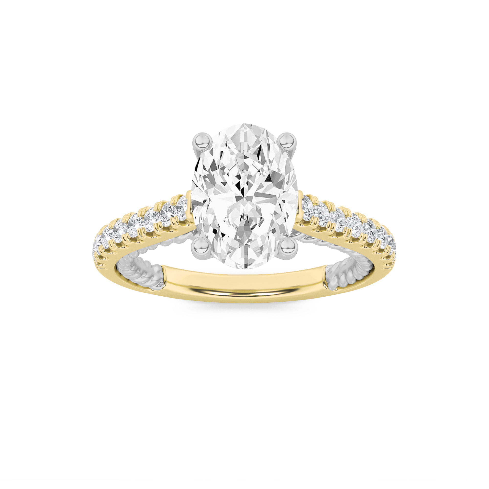 2.00 CT Oval Diamond Ring in 14K White Gold|14K Yellow Gold