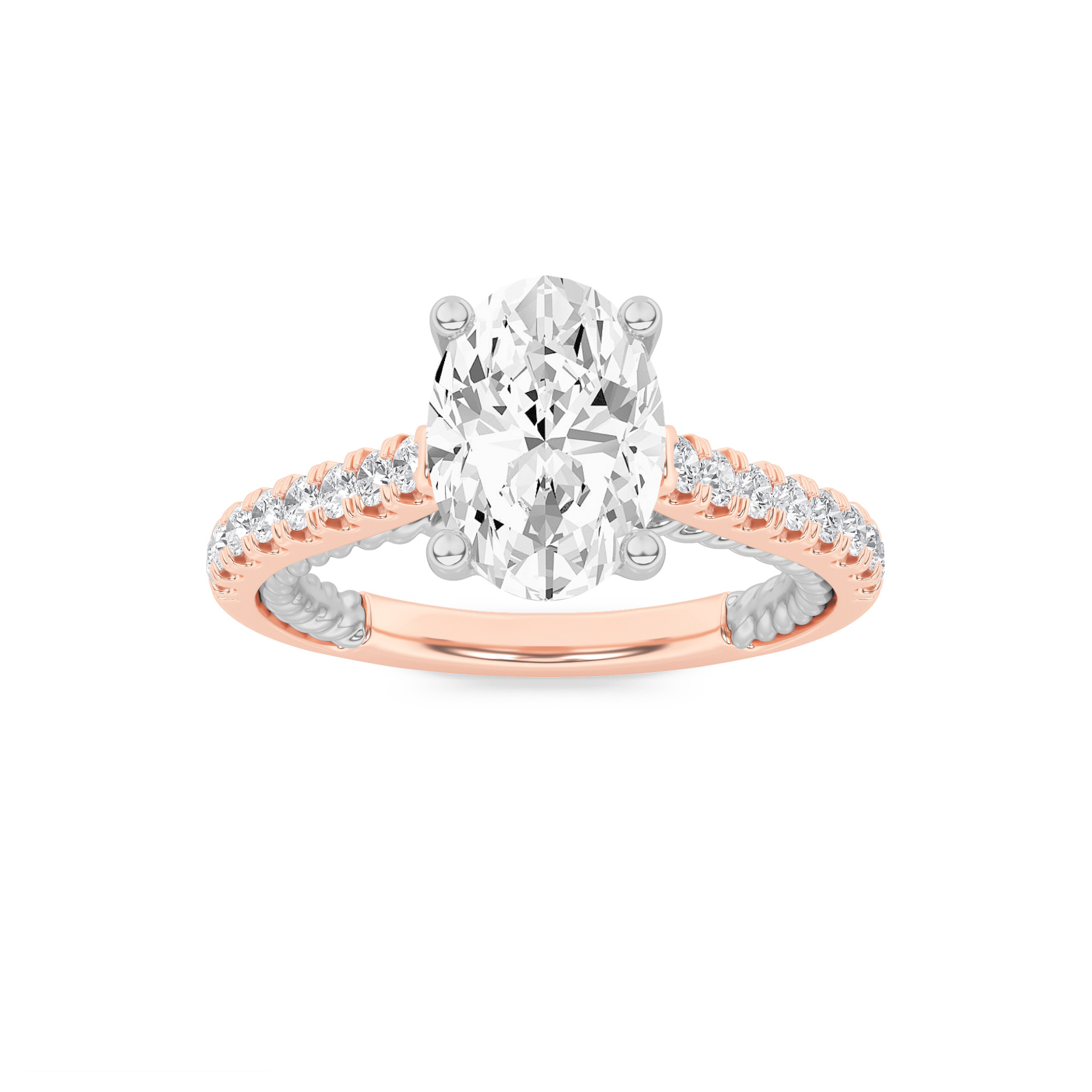 2.00 CT Oval Diamond Ring in 14K White Gold|14K Rose Gold
