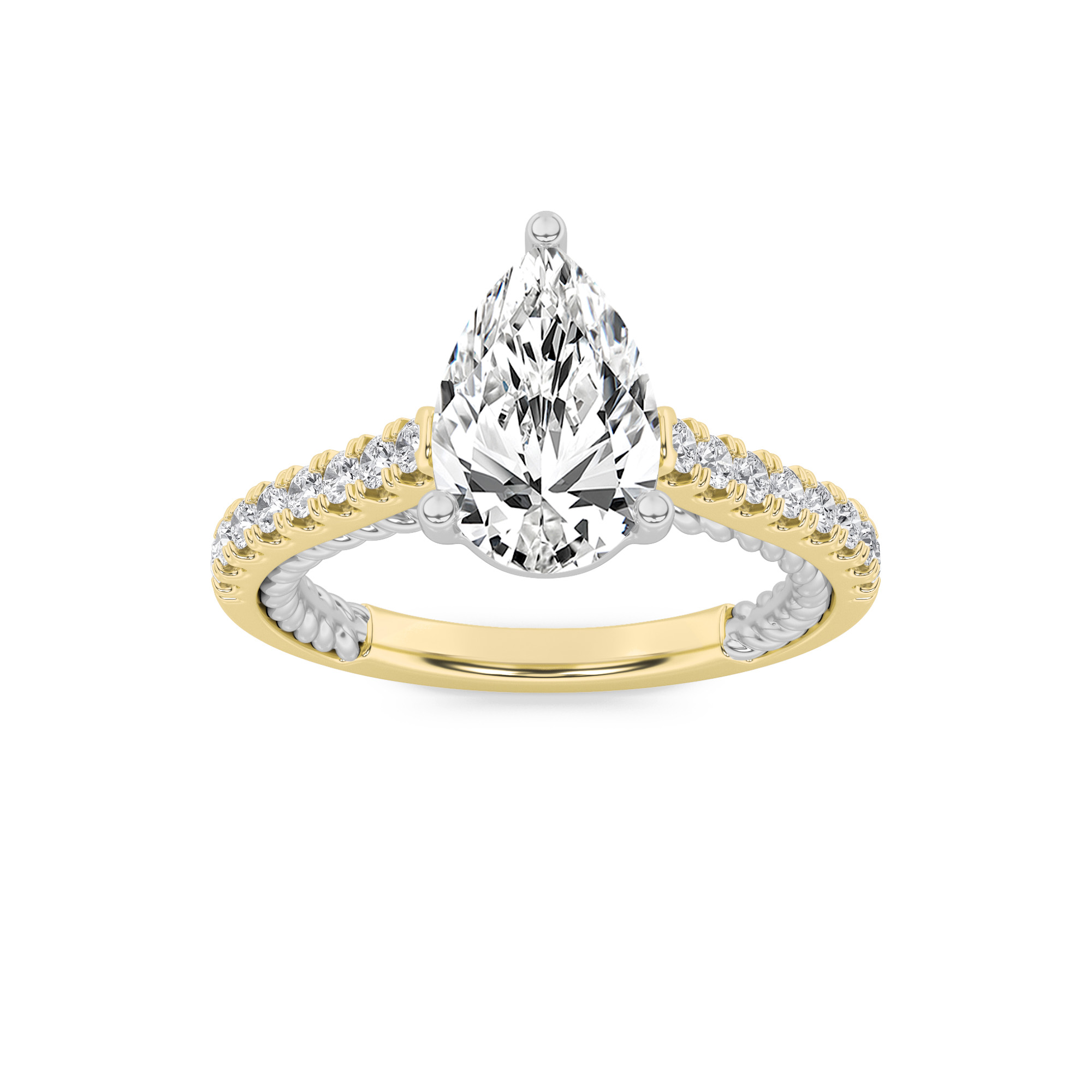 2.00 CT Pear Diamond Ring in 14K White Gold|14K Yellow Gold