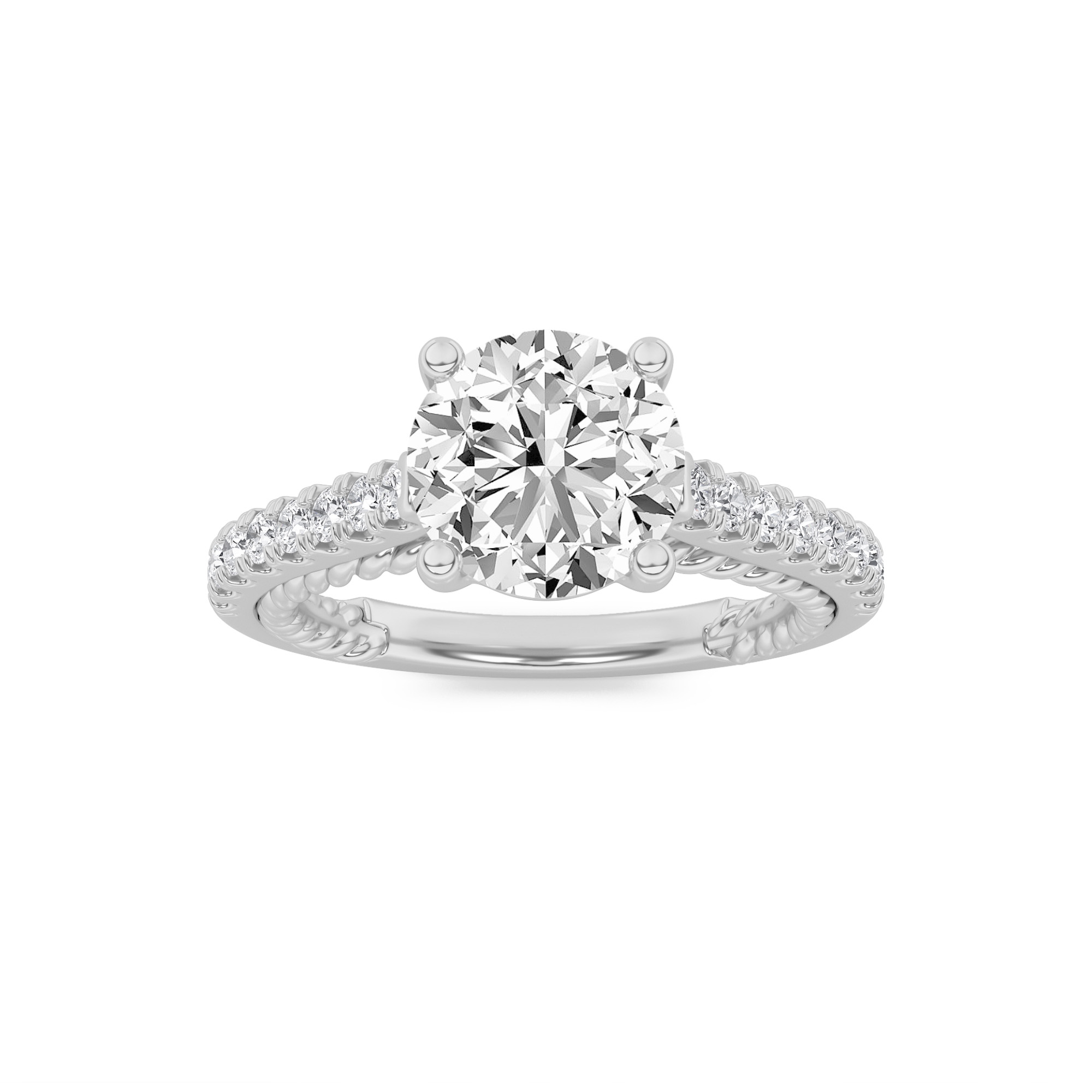 2.00 CT Round Diamond Ring in 14K White Gold