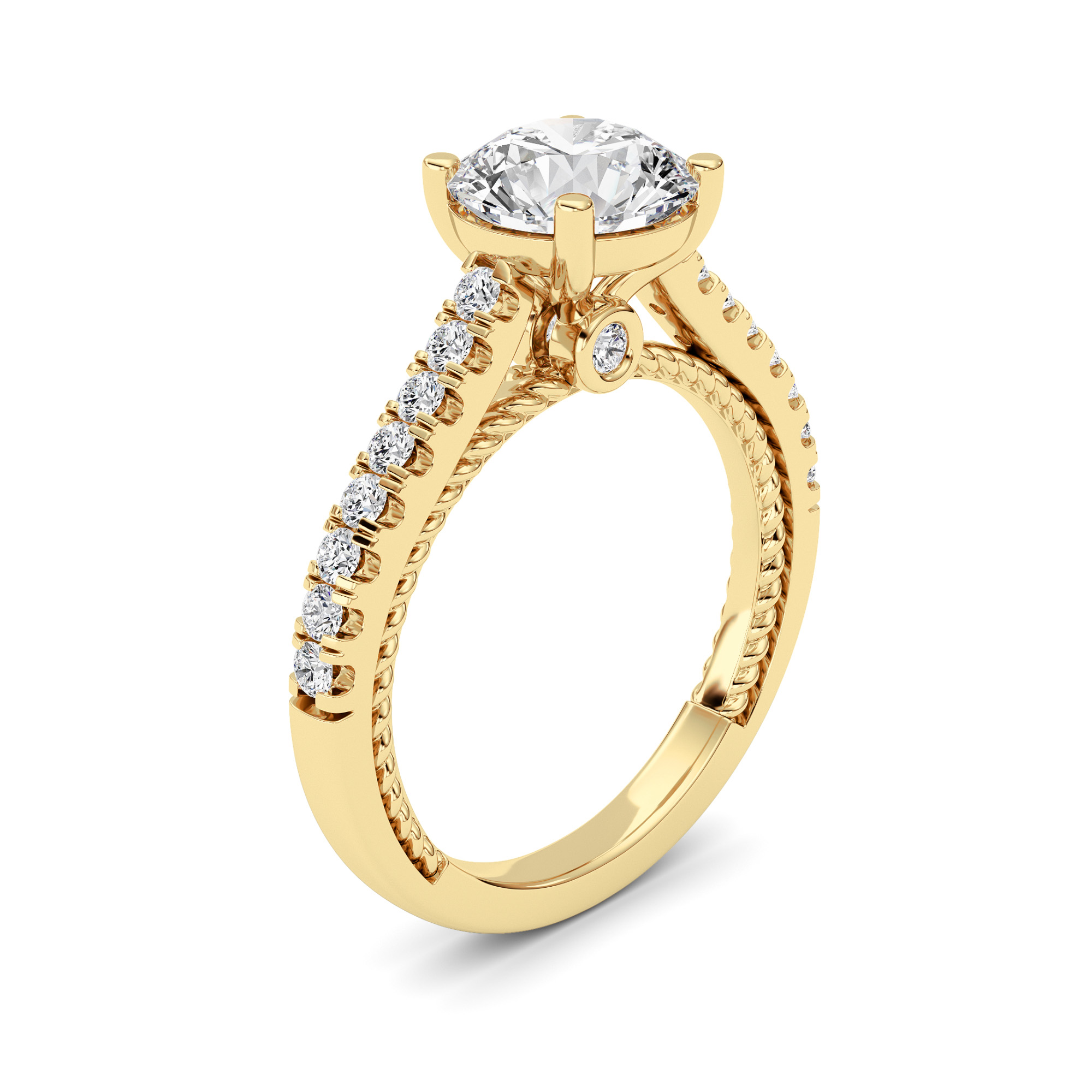 2.00 CT Round Diamond Ring in 14K Yellow Gold