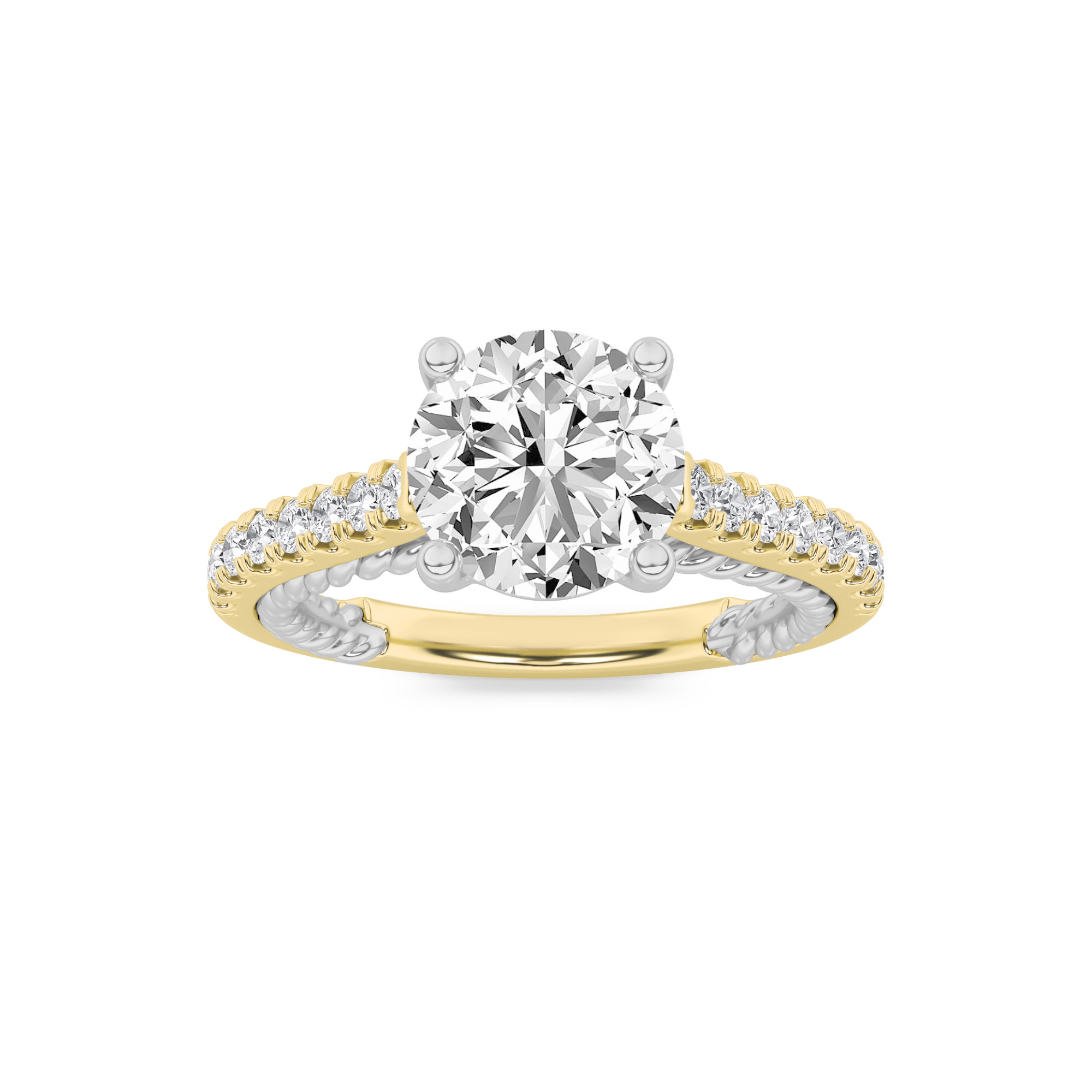 2.00 CT Round Diamond Ring in 14K Yellow Gold|14K White Gold