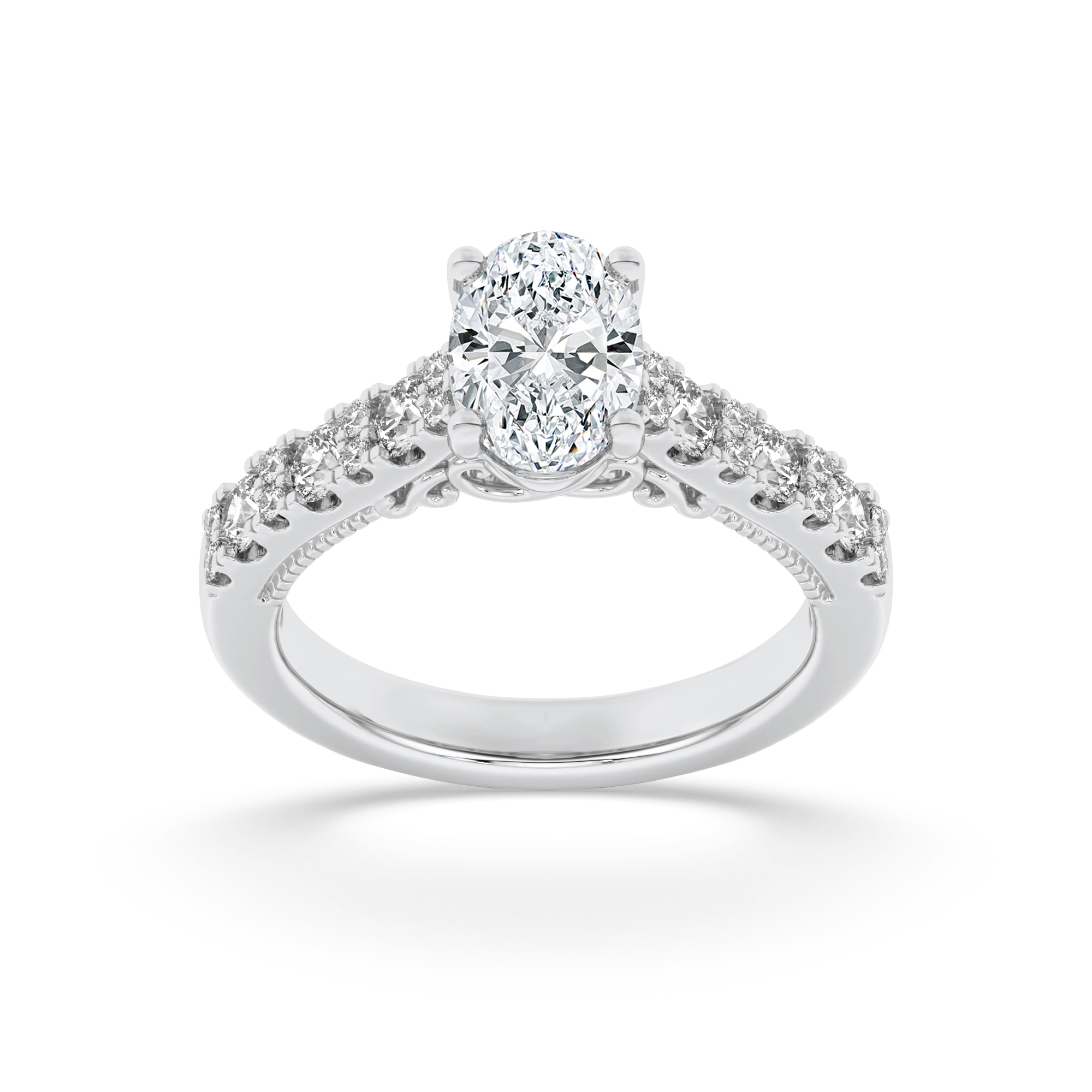 2.00 CT Oval Diamond Ring in 14K White Gold
