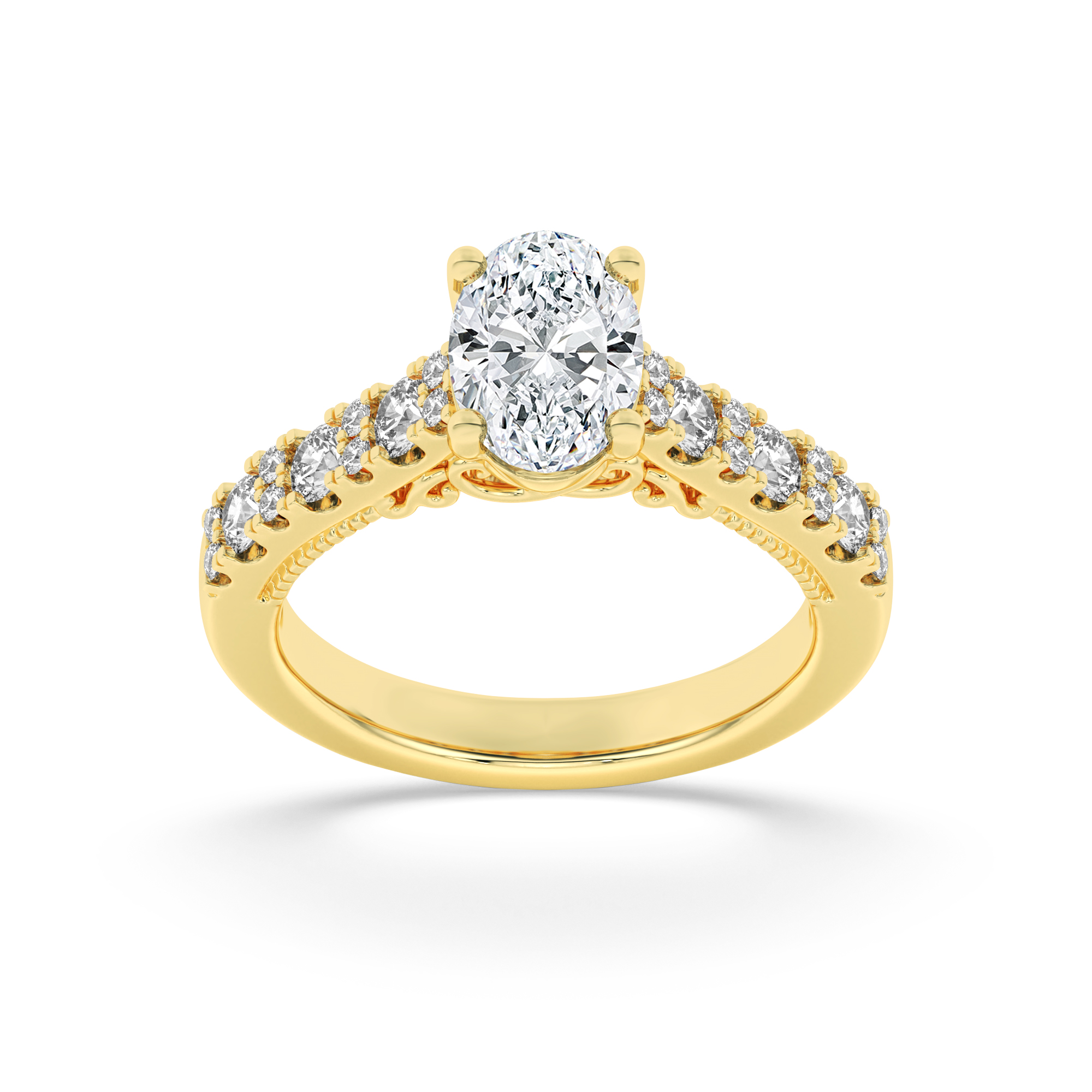 2.00 CT Oval Diamond Ring in 14K Yellow Gold