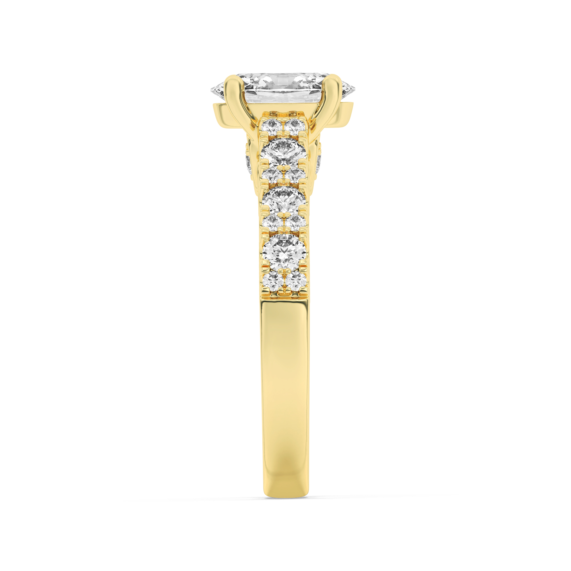 Accented Milgrain Engagement Ring  with Oval Shaped Lab Grown Diamond (F/VS) in 14K Gold view 5