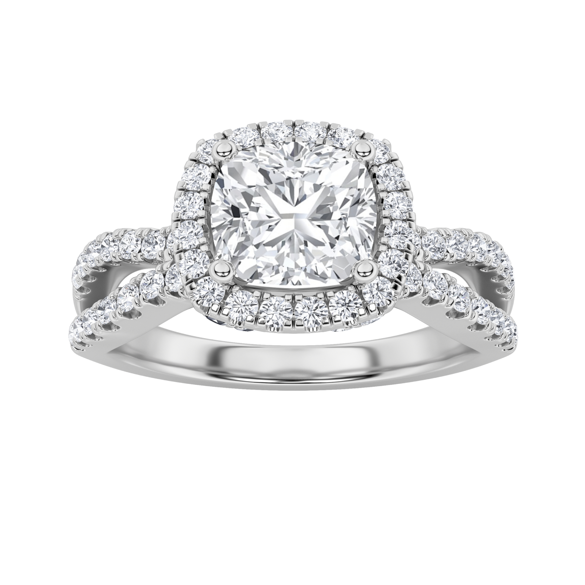 2.00 CT Cushion Diamond Ring in 14K White Gold