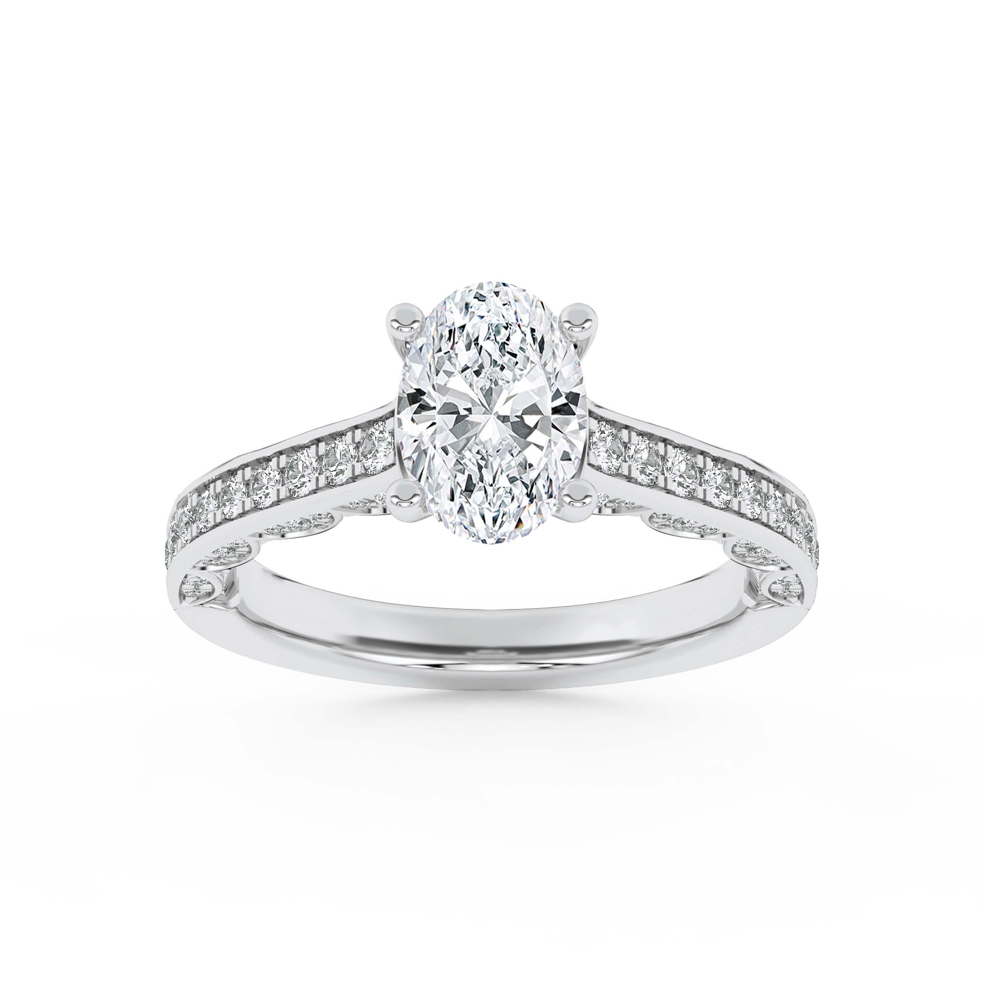 2.00 CT Oval Diamond Ring in 14K White Gold