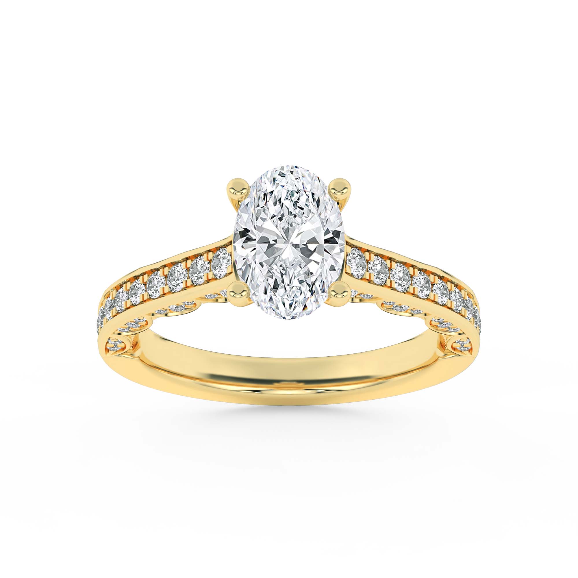 2.00 CT Oval Diamond Ring in 14K Yellow Gold