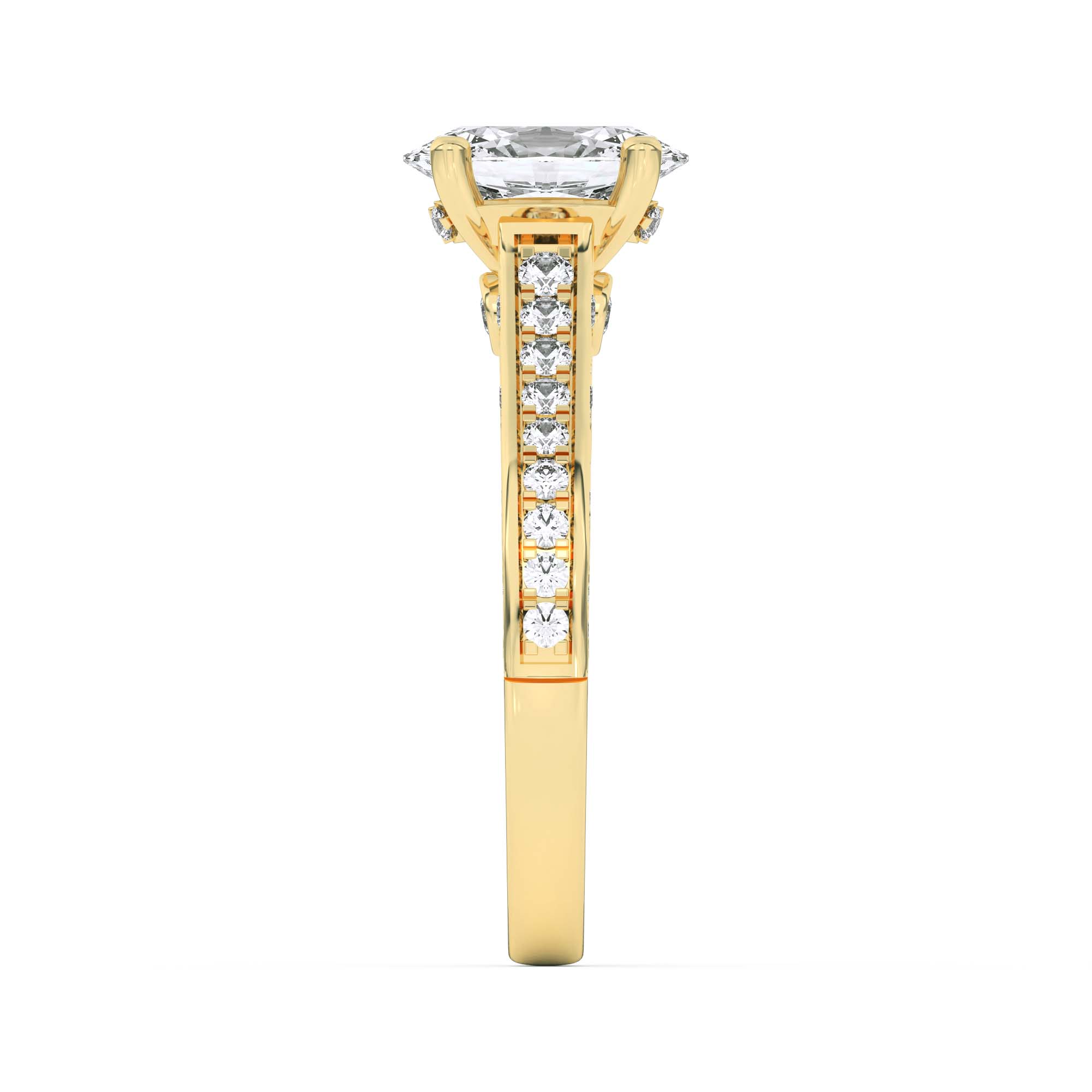 Accented Engagement Ring  with Oval Shaped Lab Grown Diamond (F/VS) in 14K Gold view 4