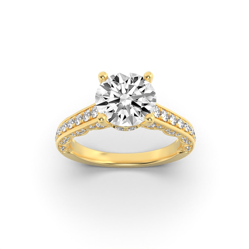 2.00 CT Round Diamond Ring in 14K Yellow Gold