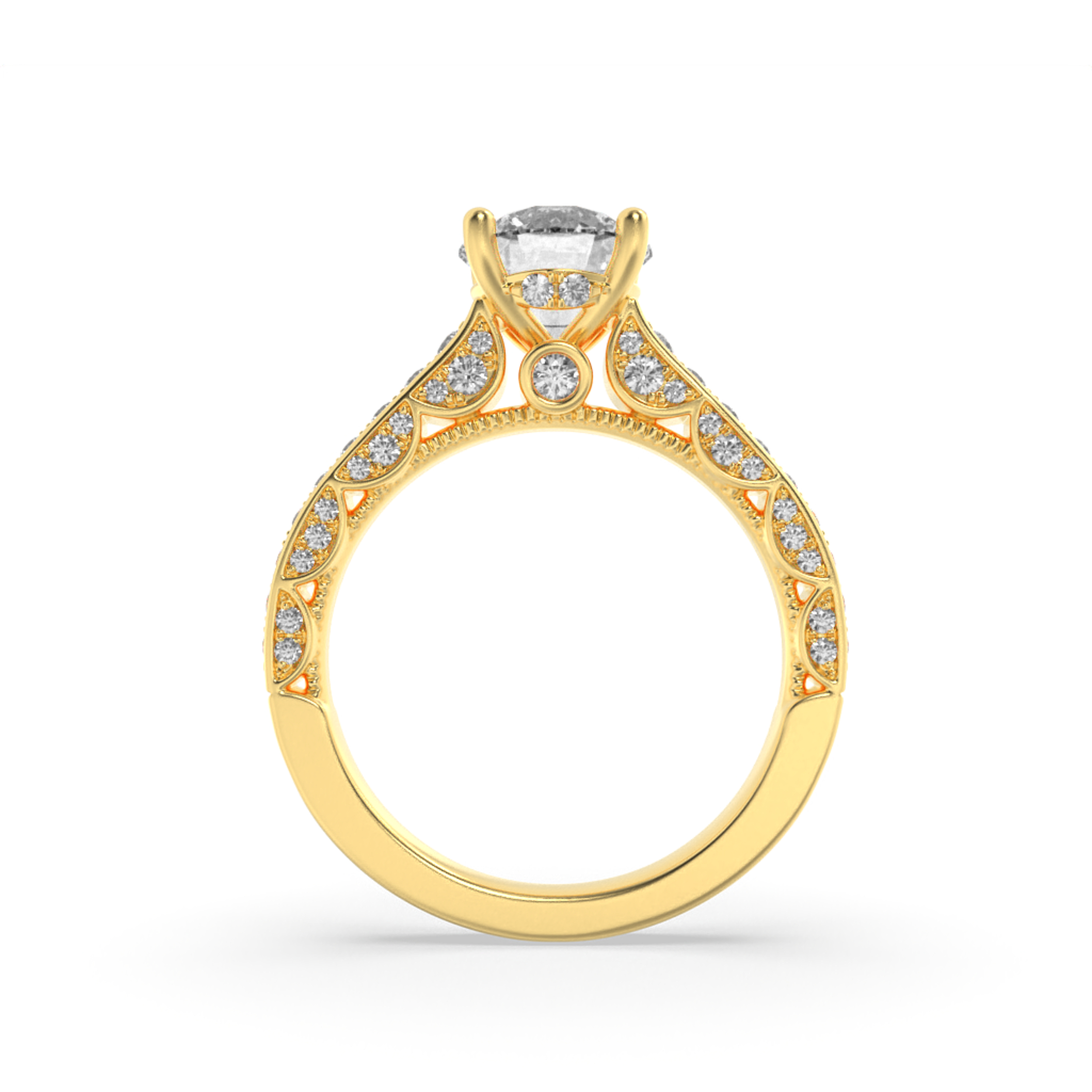 Accented Engagement Ring  with Oval Shaped Lab Grown Diamond (F/VS) in 14K Gold view 3