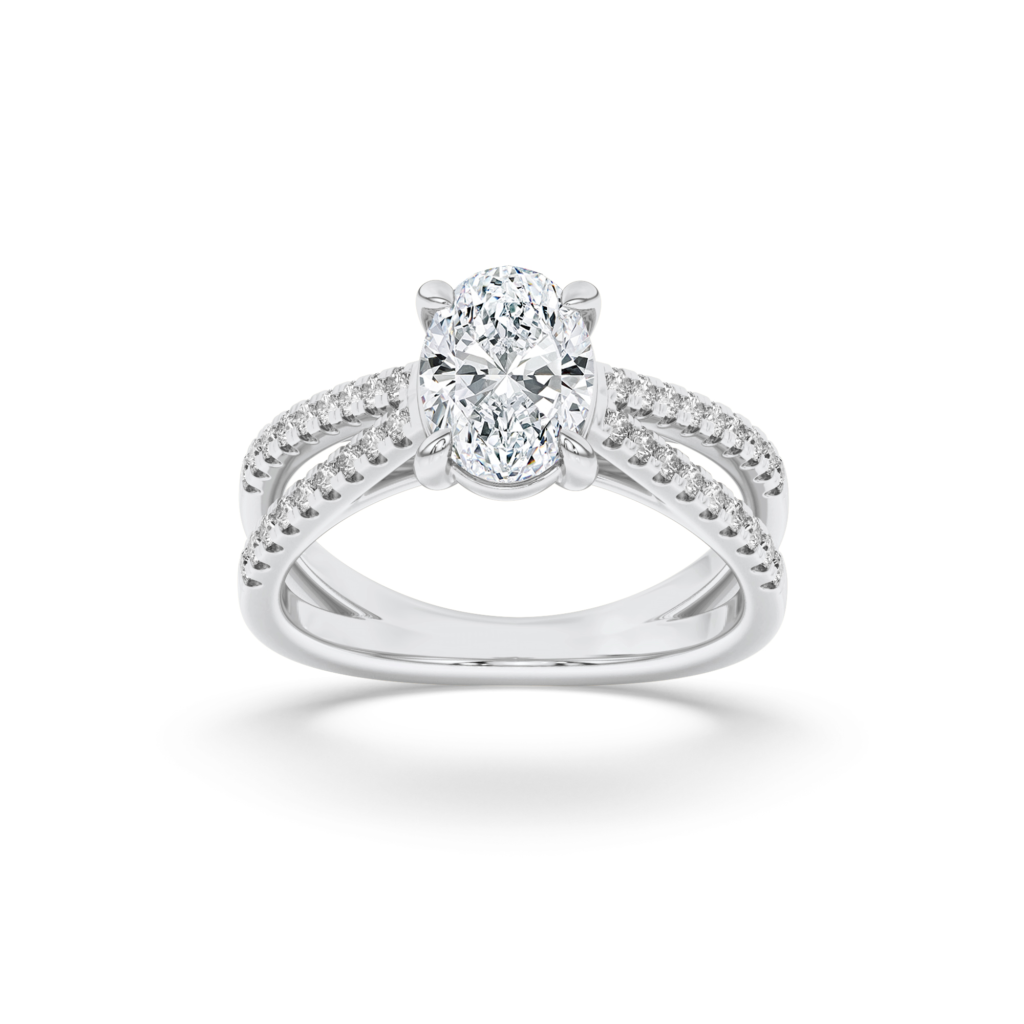 2.00 CT Oval Diamond Ring in 14K White Gold