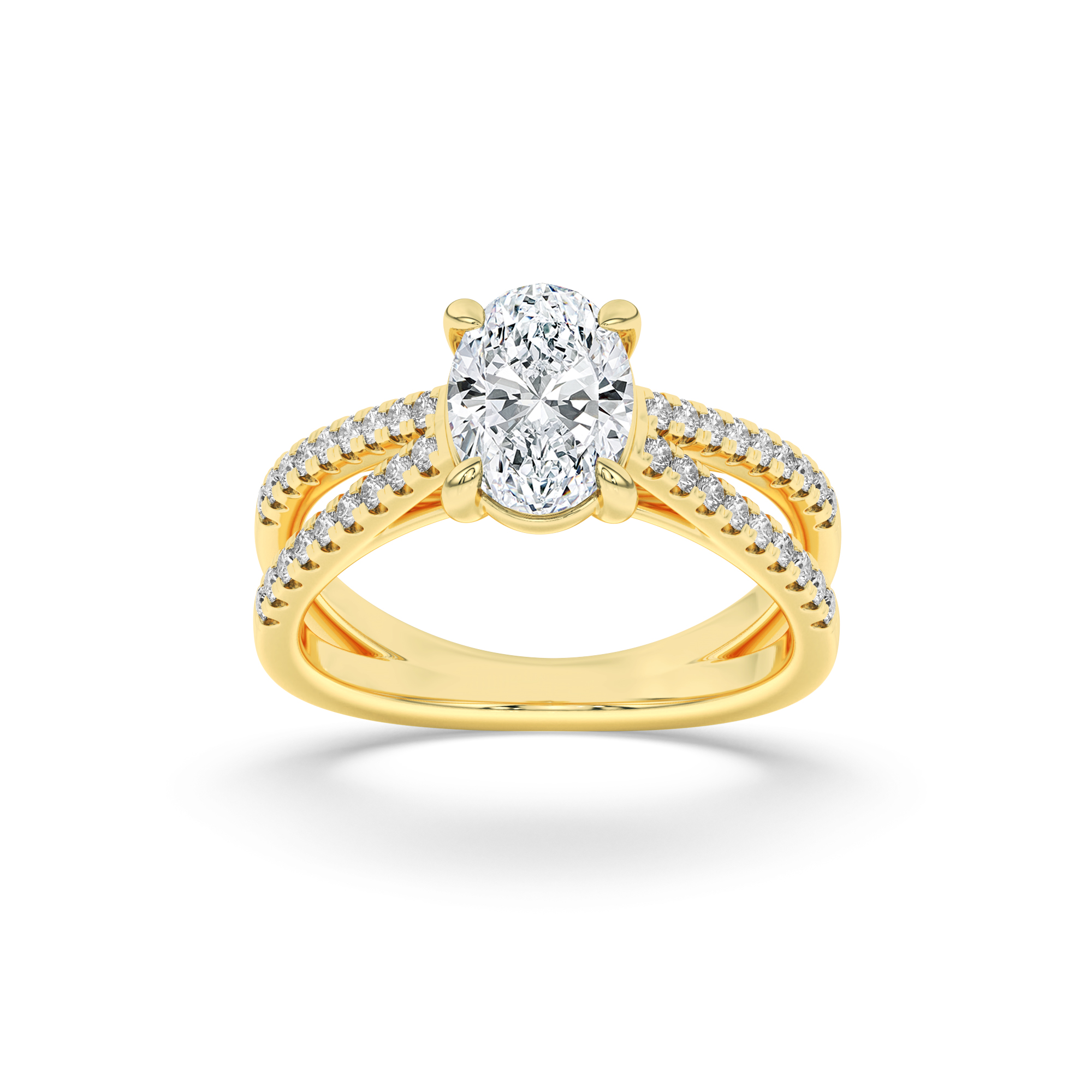 2.00 CT Oval Diamond Ring in 14K Yellow Gold