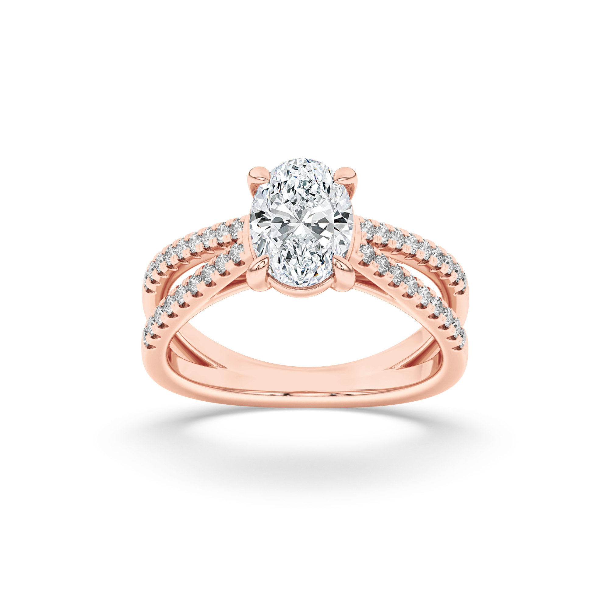 2.00 CT Oval Diamond Ring in 14K Rose Gold