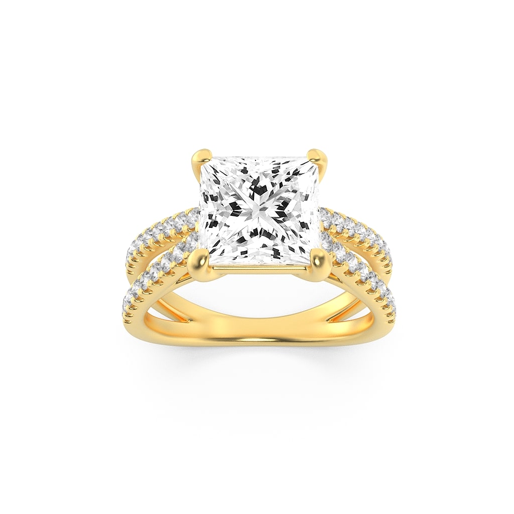 2.00 CT Princess Diamond Ring in 14K Yellow Gold