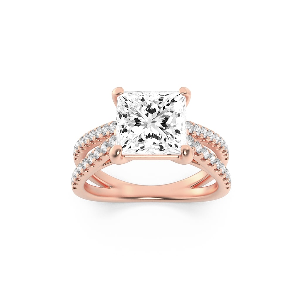 2.00 CT Princess Diamond Ring in 14K Rose Gold