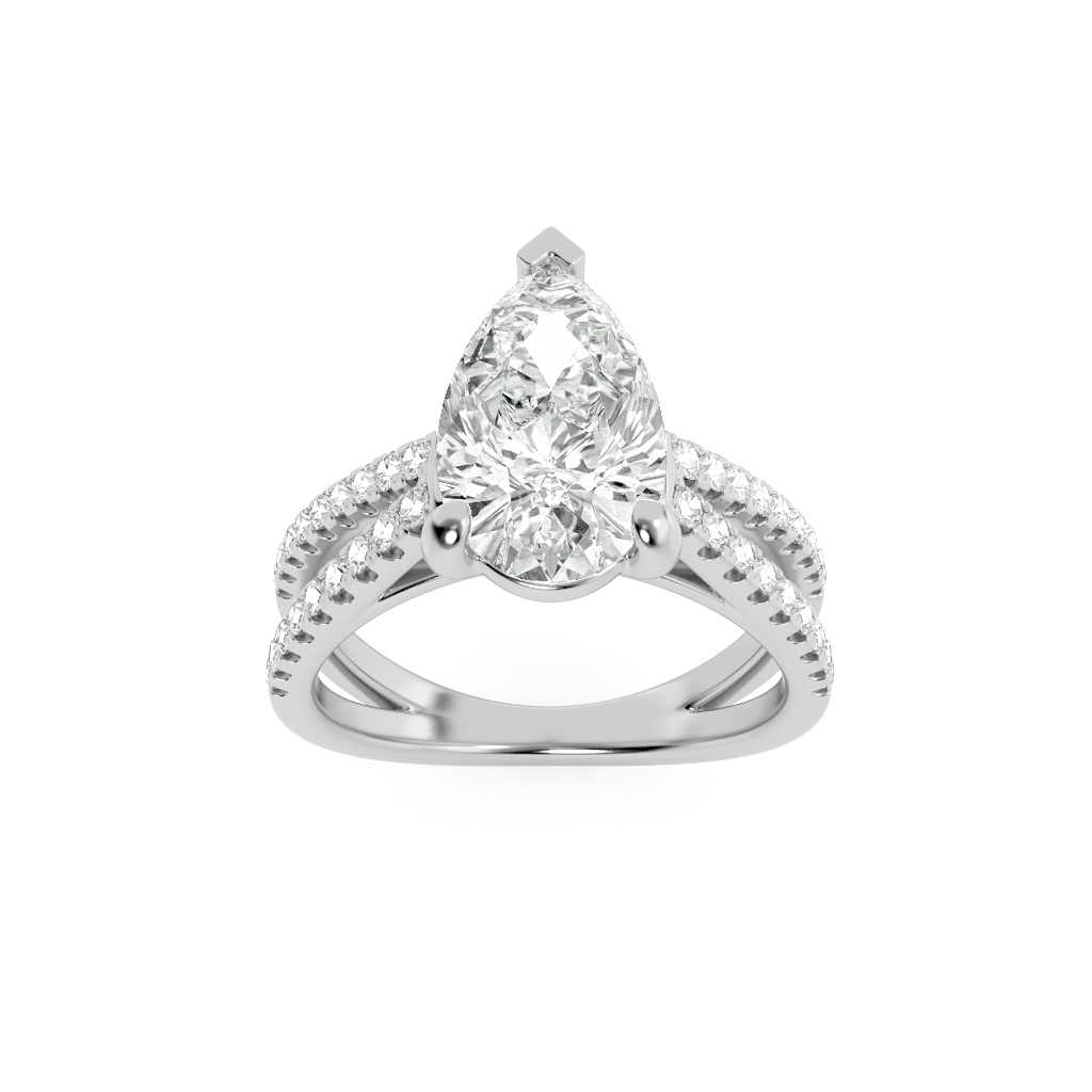 2.00 CT Pear Diamond Ring in 14K White Gold