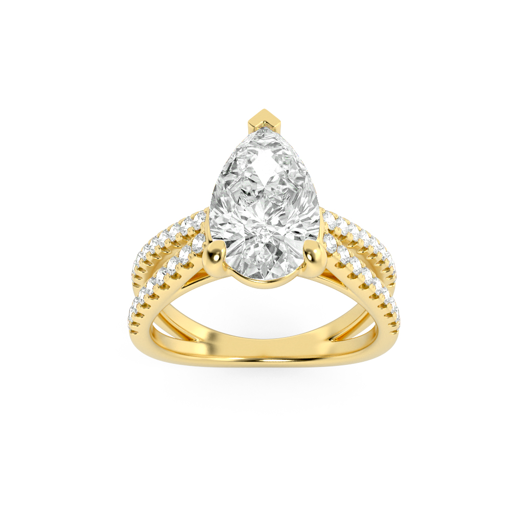 2.00 CT Pear Diamond Ring in 14K Yellow Gold