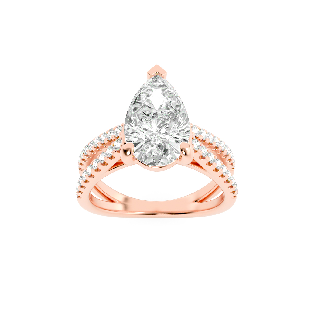 2.00 CT Pear Diamond Ring in 14K Rose Gold