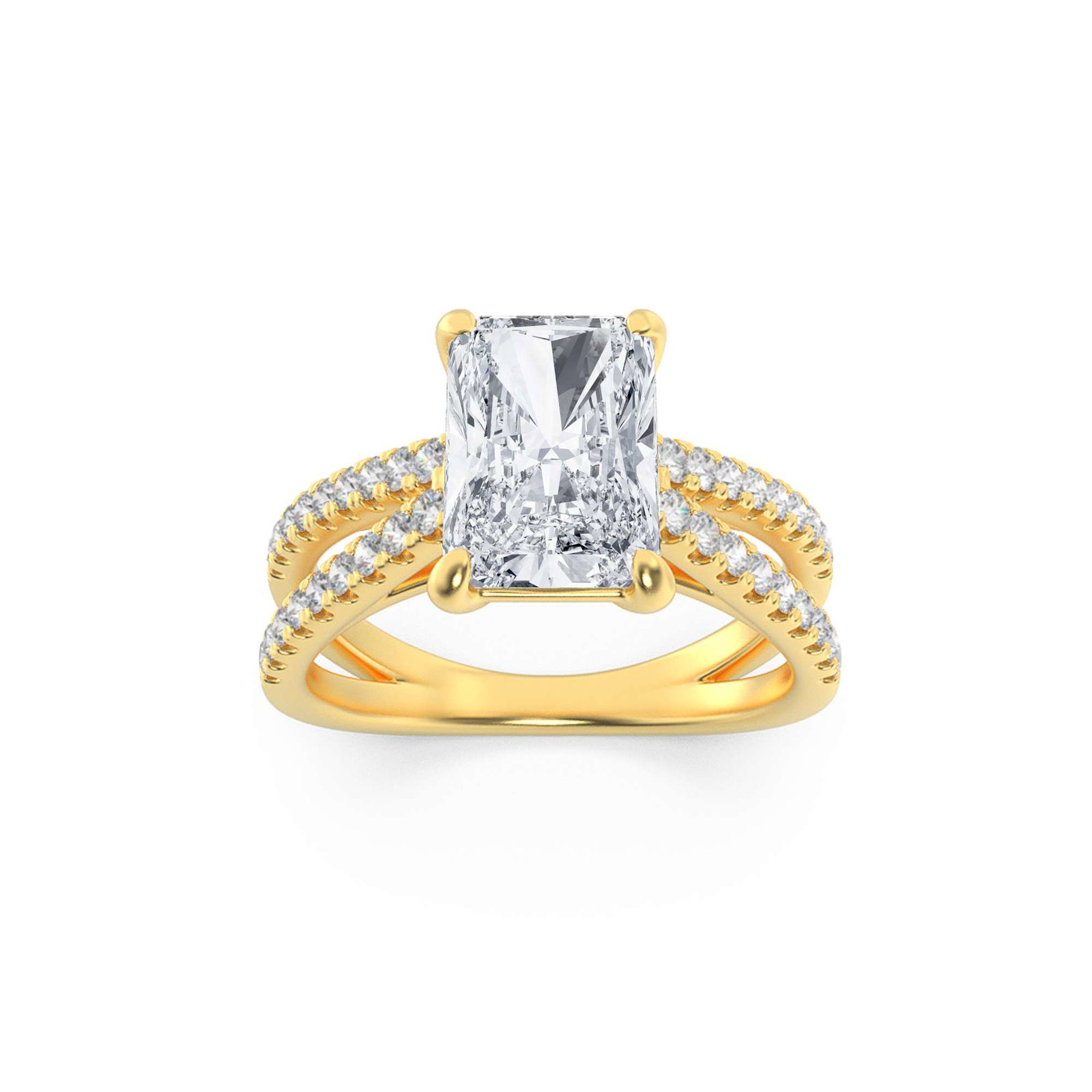 0.00 CT Radiant Diamond Ring in 14K White Gold / 14K Yellow Gold