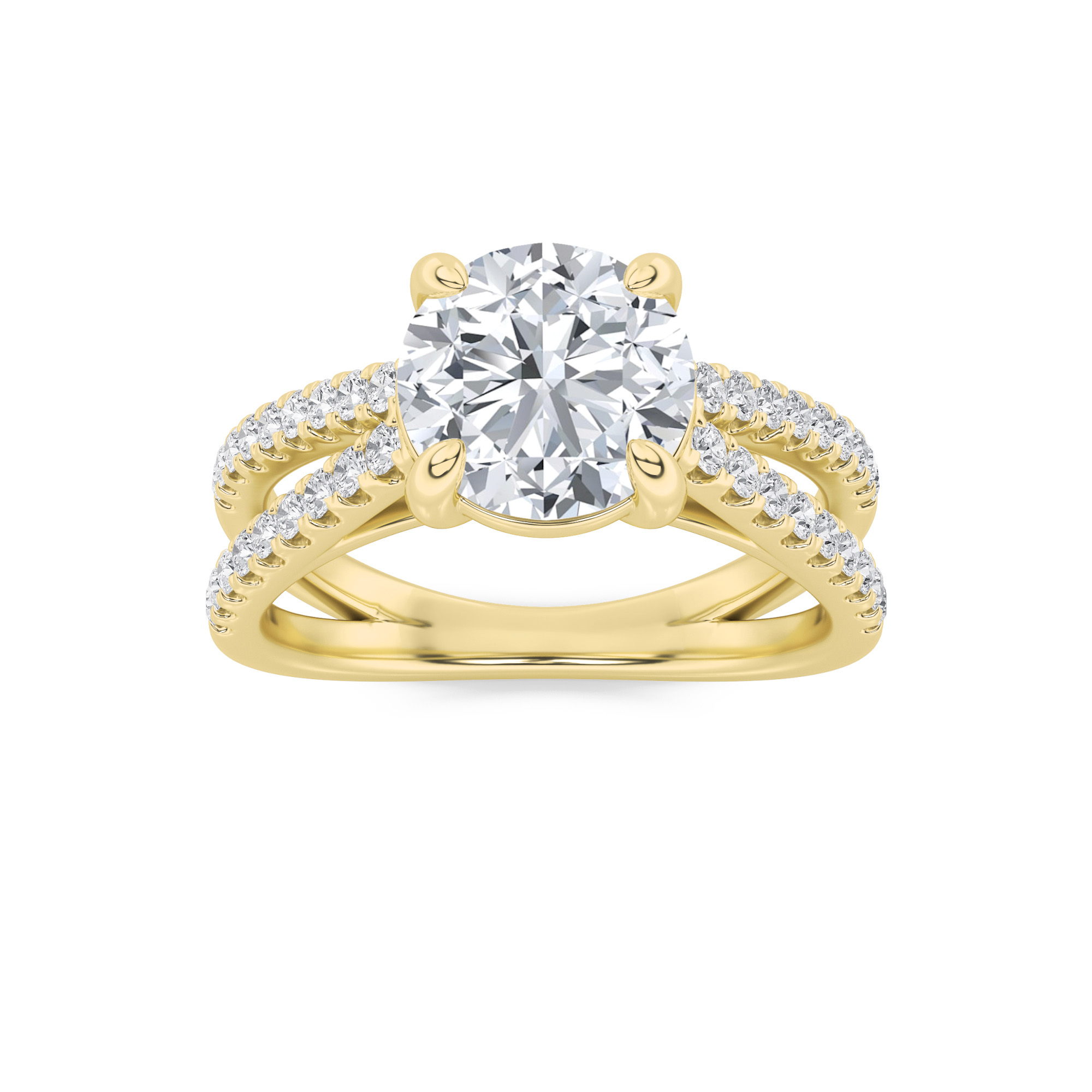 2.00 CT Round Diamond Ring in 14K Yellow Gold