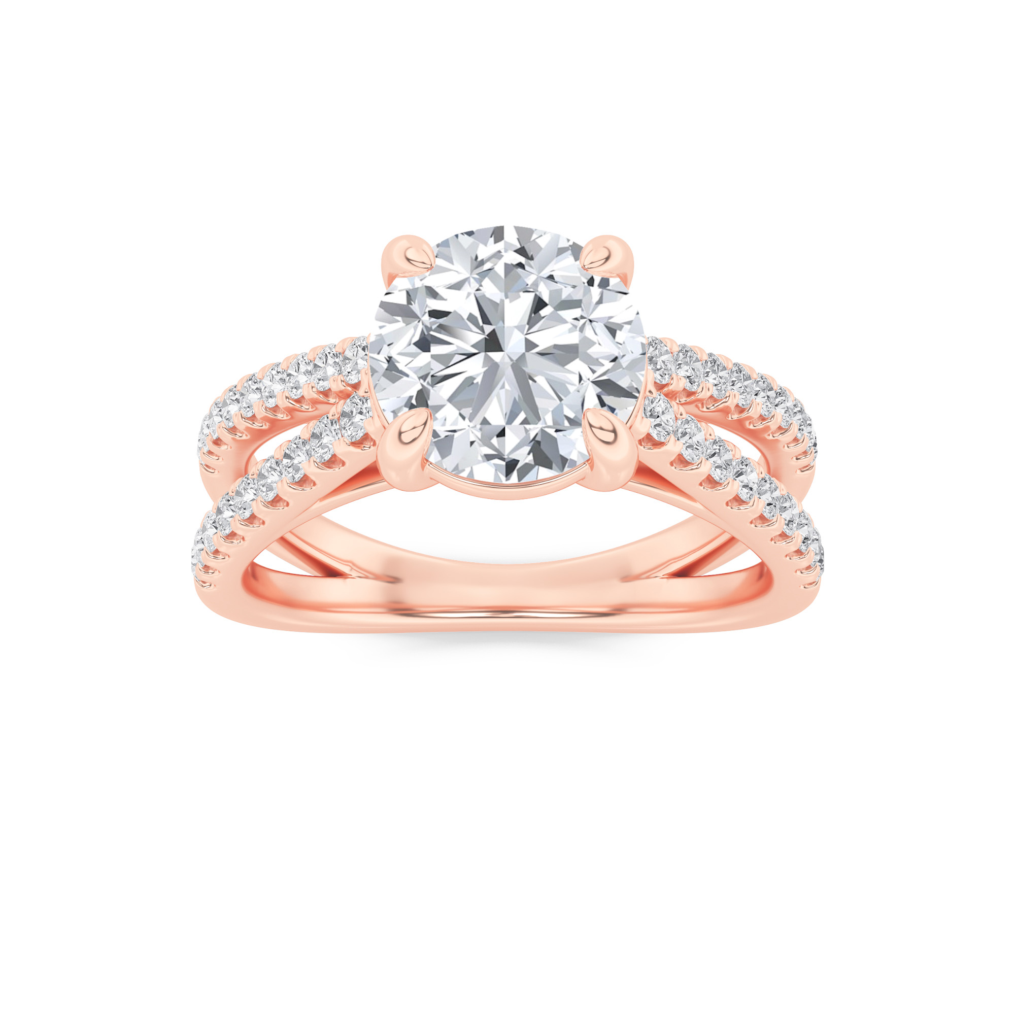 2.00 CT Round Diamond Ring in 14K Rose Gold