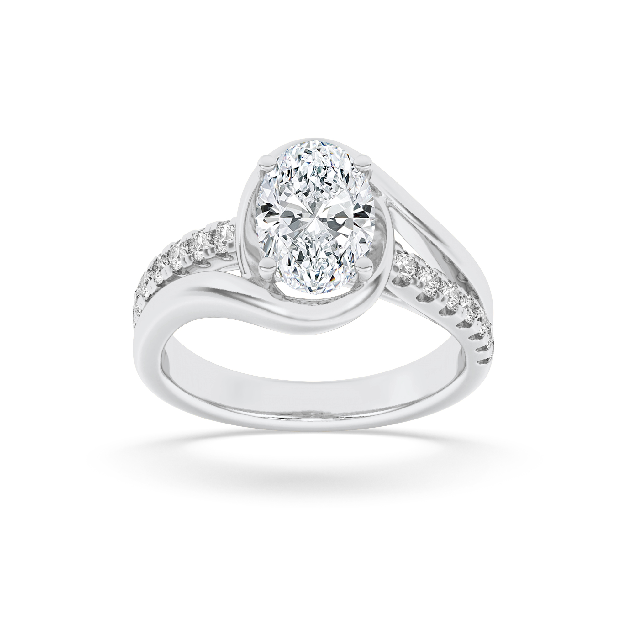 2.00 CT Oval Diamond Ring in 14K White Gold