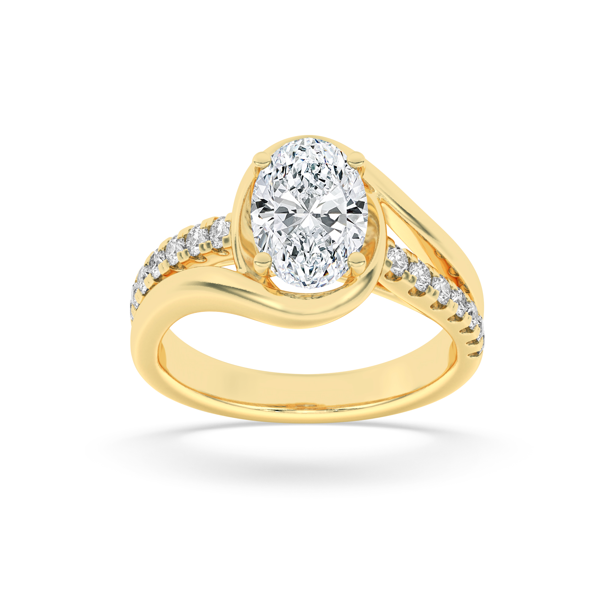 2.00 CT Oval Diamond Ring in 14K Yellow Gold