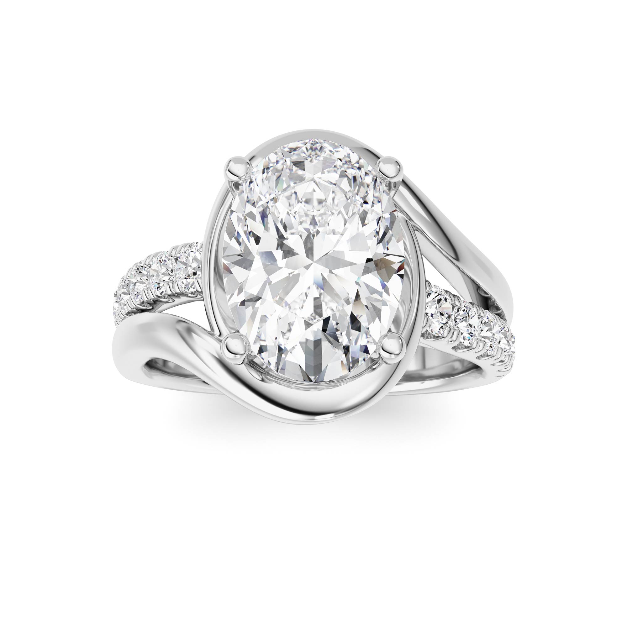 Swirl Shank Accented Engagement Ring