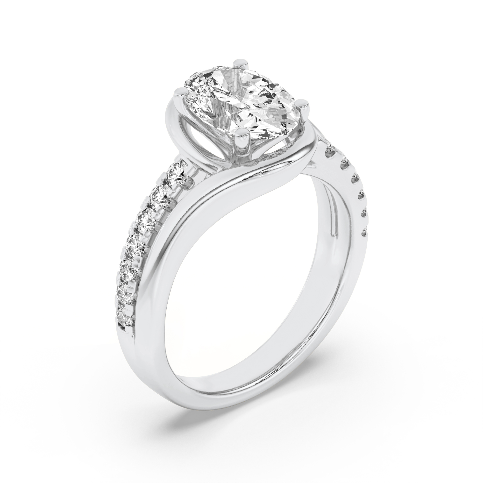 Swirl Shank Accented Engagement Ring view 3
