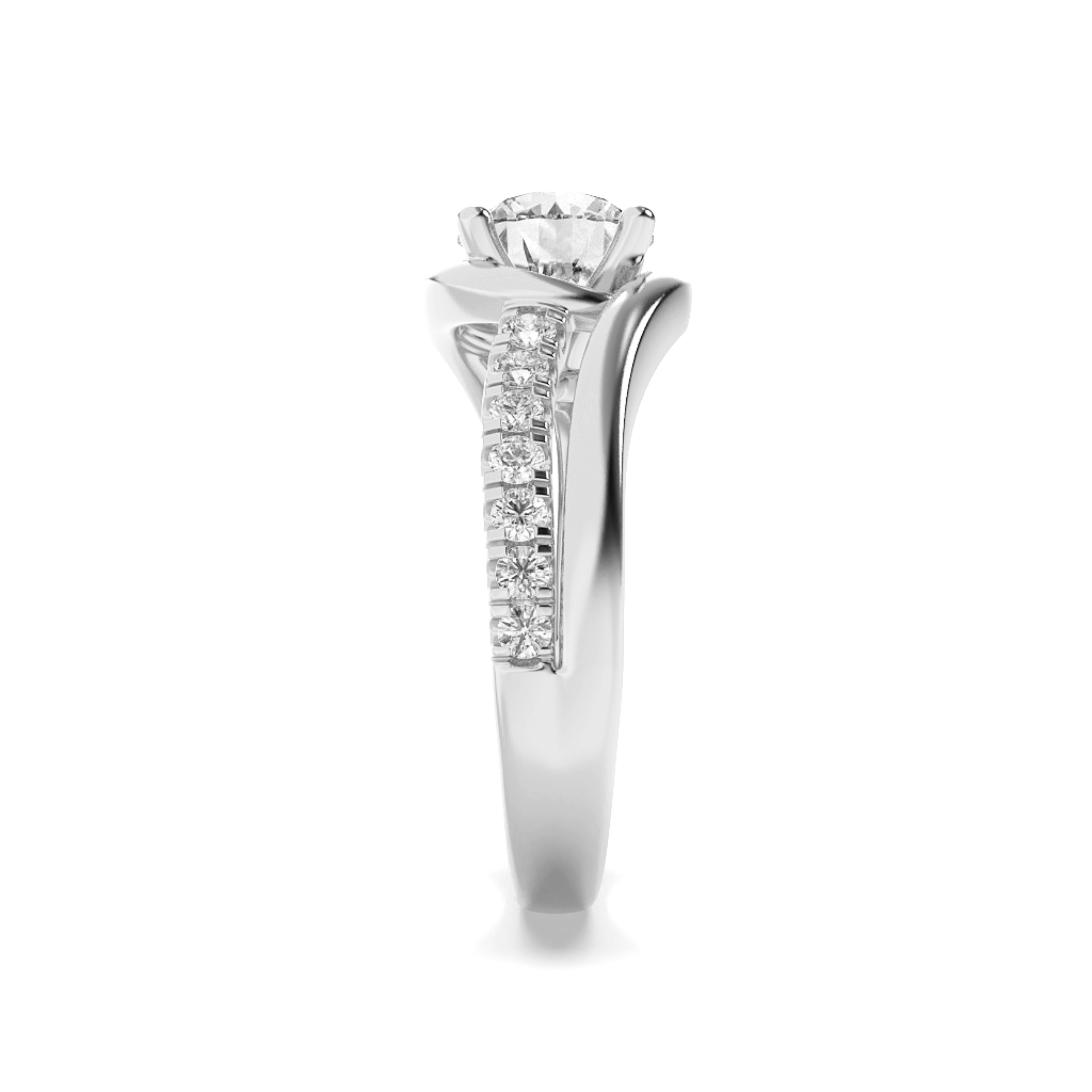 Swirl Shank Accented Engagement Ring view 5