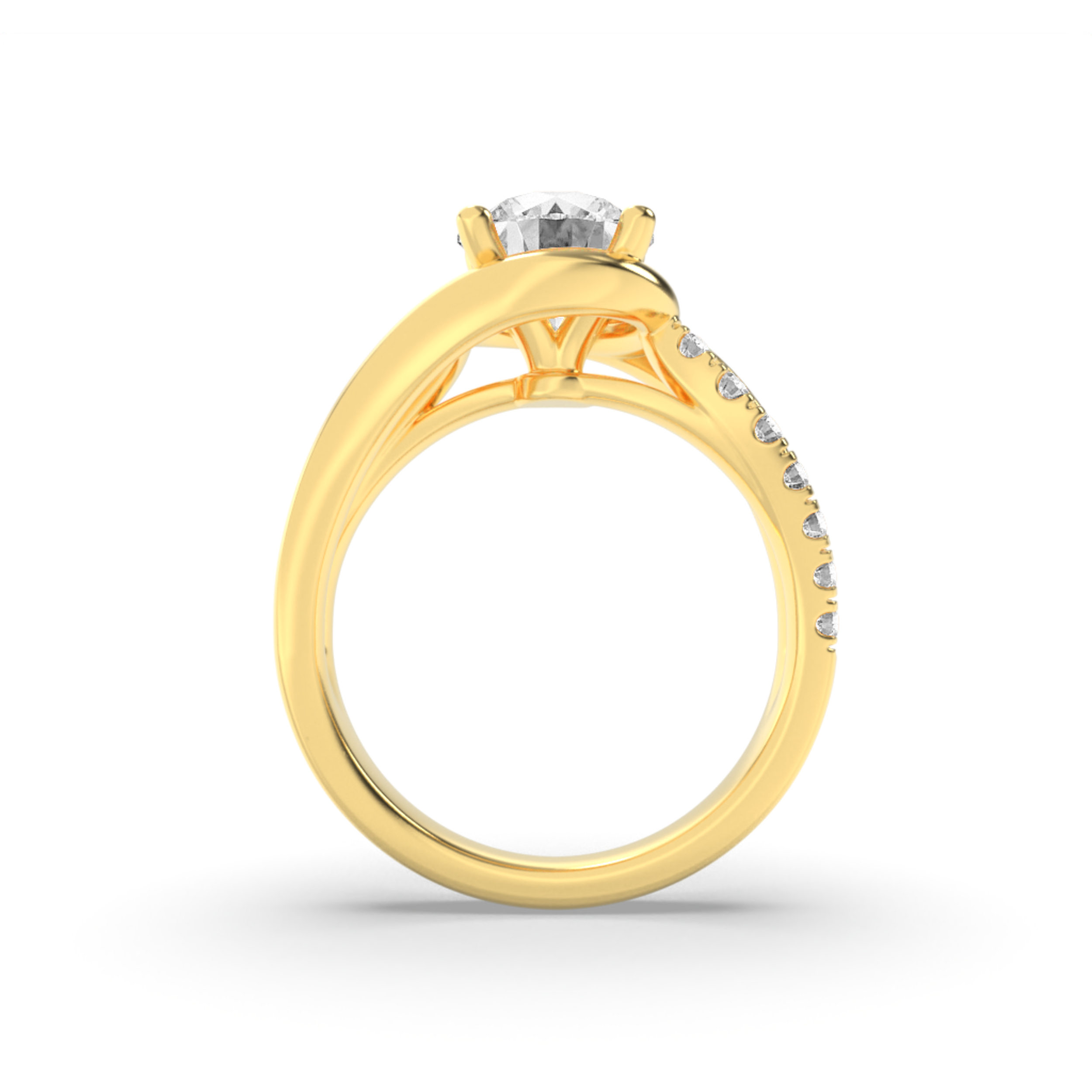 Swirl Shank Accented Engagement Ring view 4