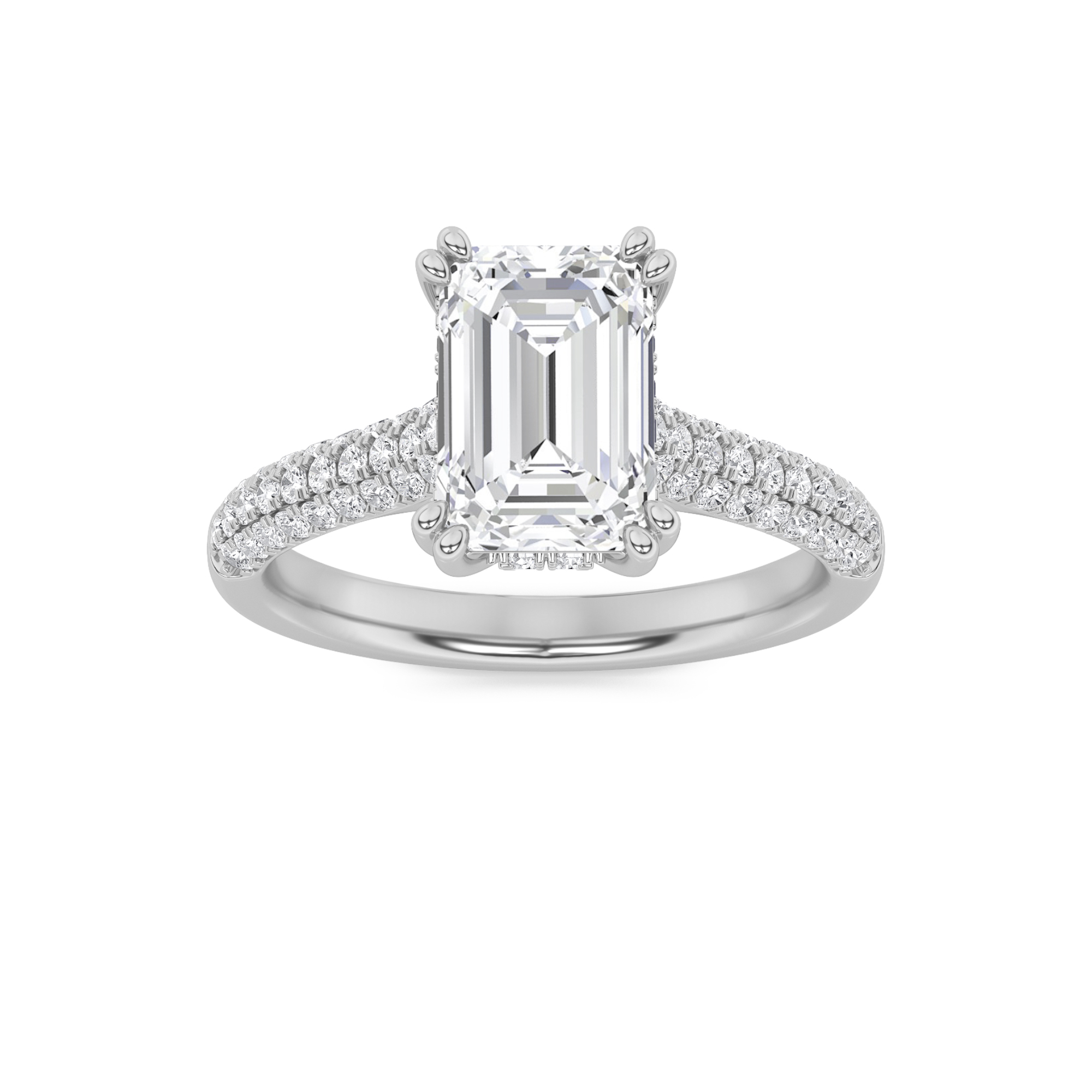 3.00 CT Emerald Diamond Ring in 14K White Gold