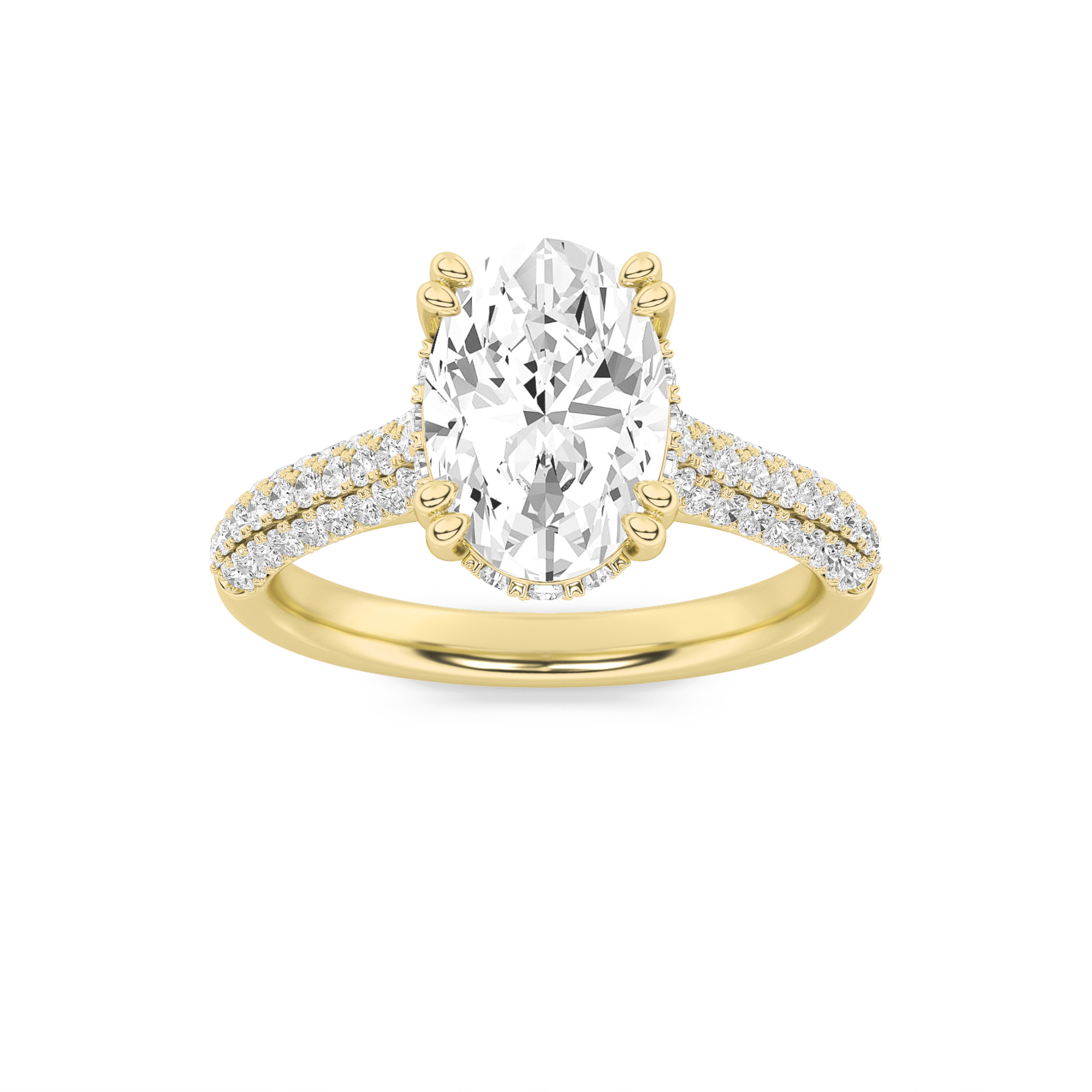 3.00 CT Oval Diamond Ring in 14K Yellow Gold