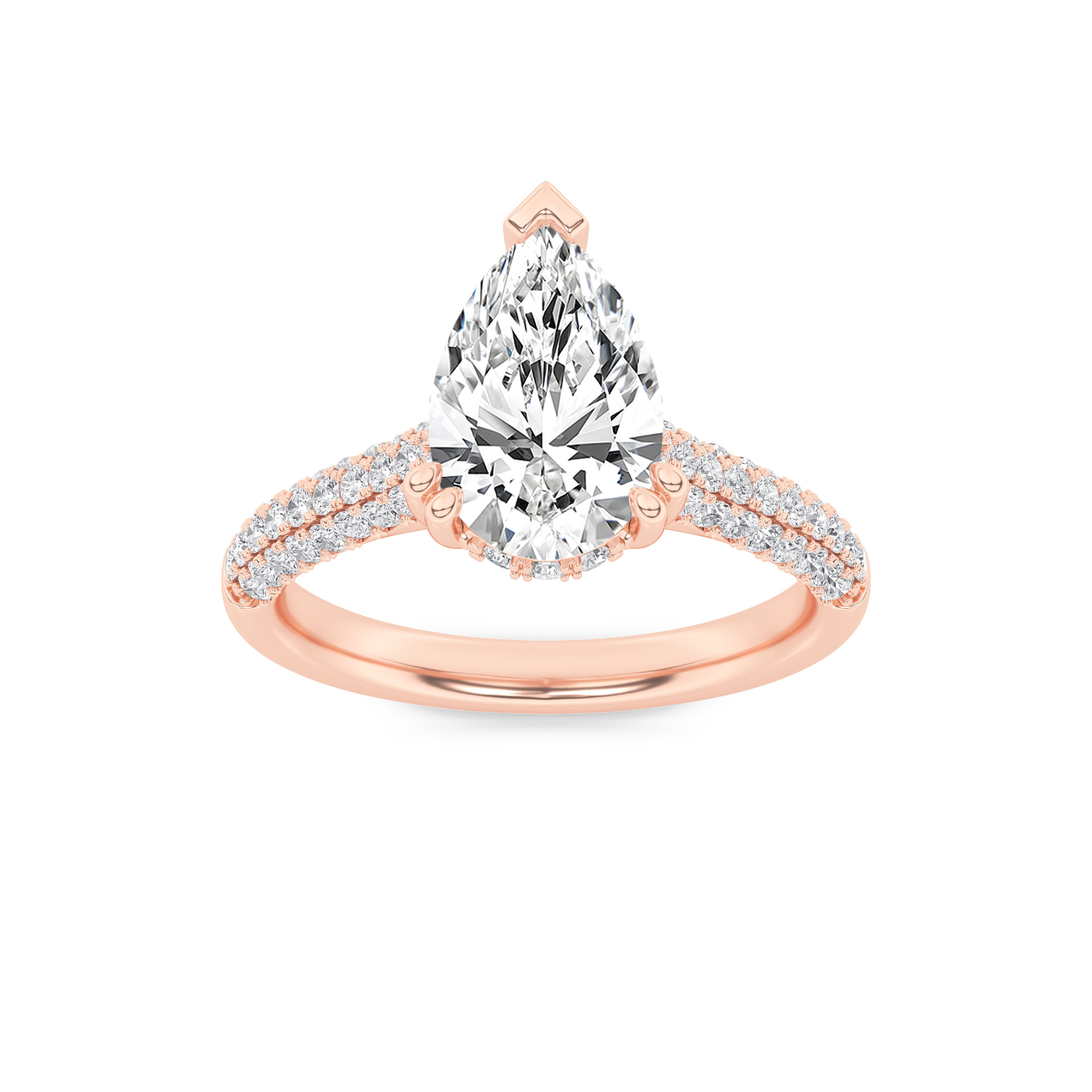 3.00 CT Pear Diamond Ring in 14K Rose Gold