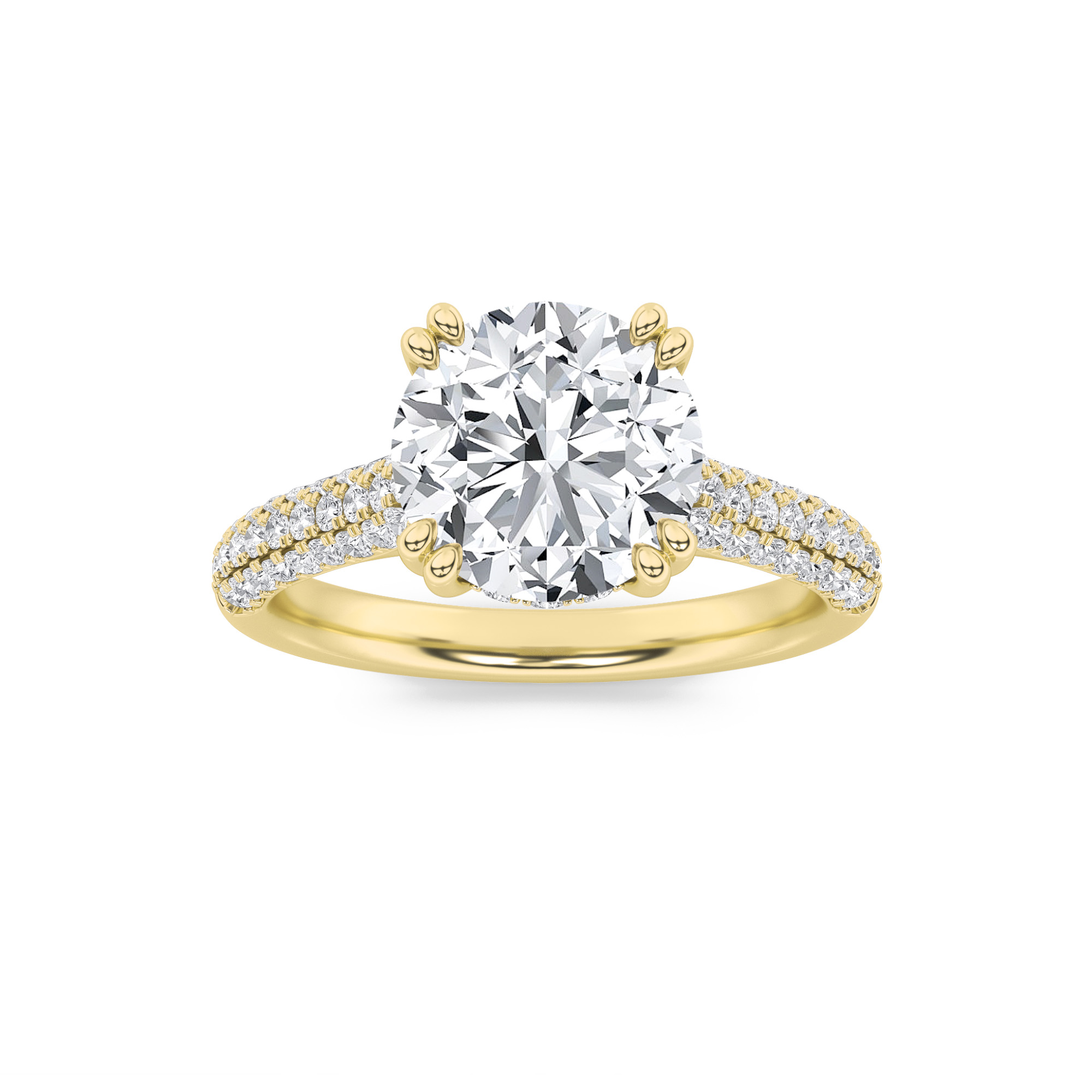 3.00 CT Round Diamond Ring in 14K Yellow Gold