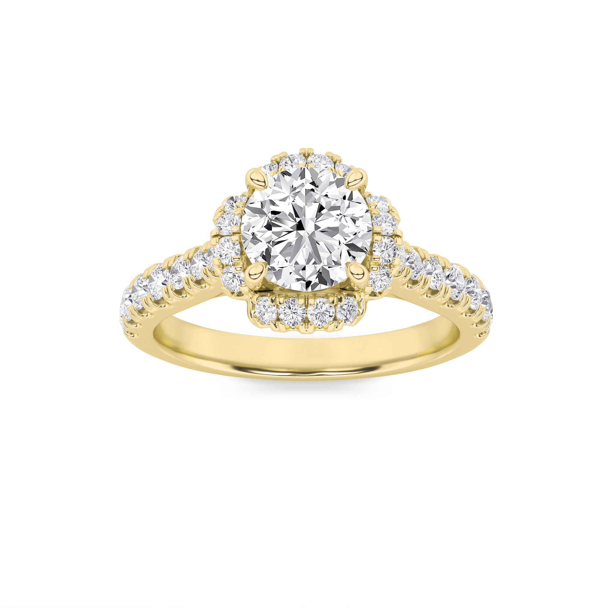 1.50 CT Round Diamond Ring in 14K Yellow Gold