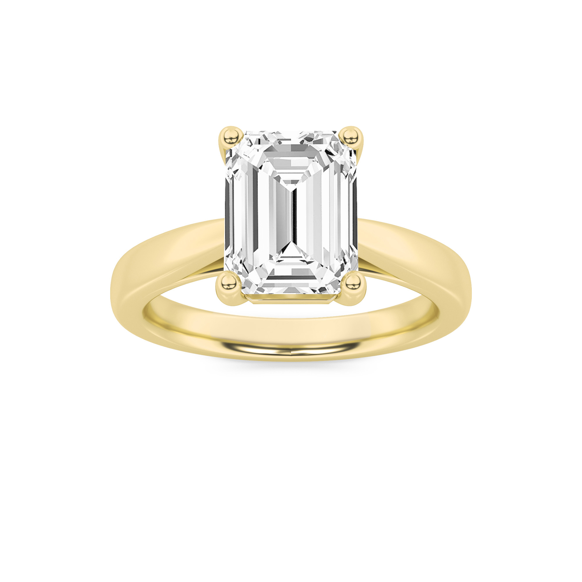 3.00 CT Emerald Diamond Ring in 14K Yellow Gold