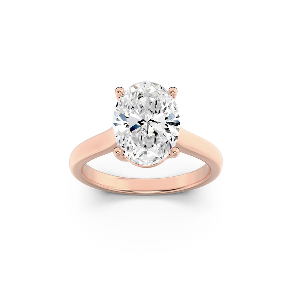 2.00 CT Oval Diamond Ring in 14K Rose Gold