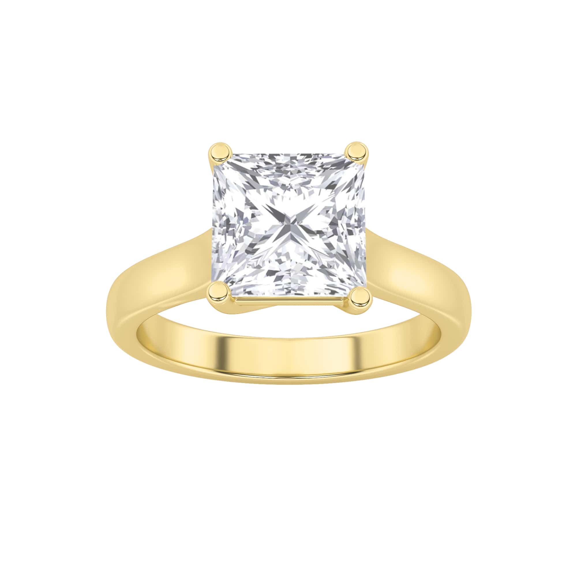 3.00 CT Princess Diamond Ring in 14K Yellow Gold