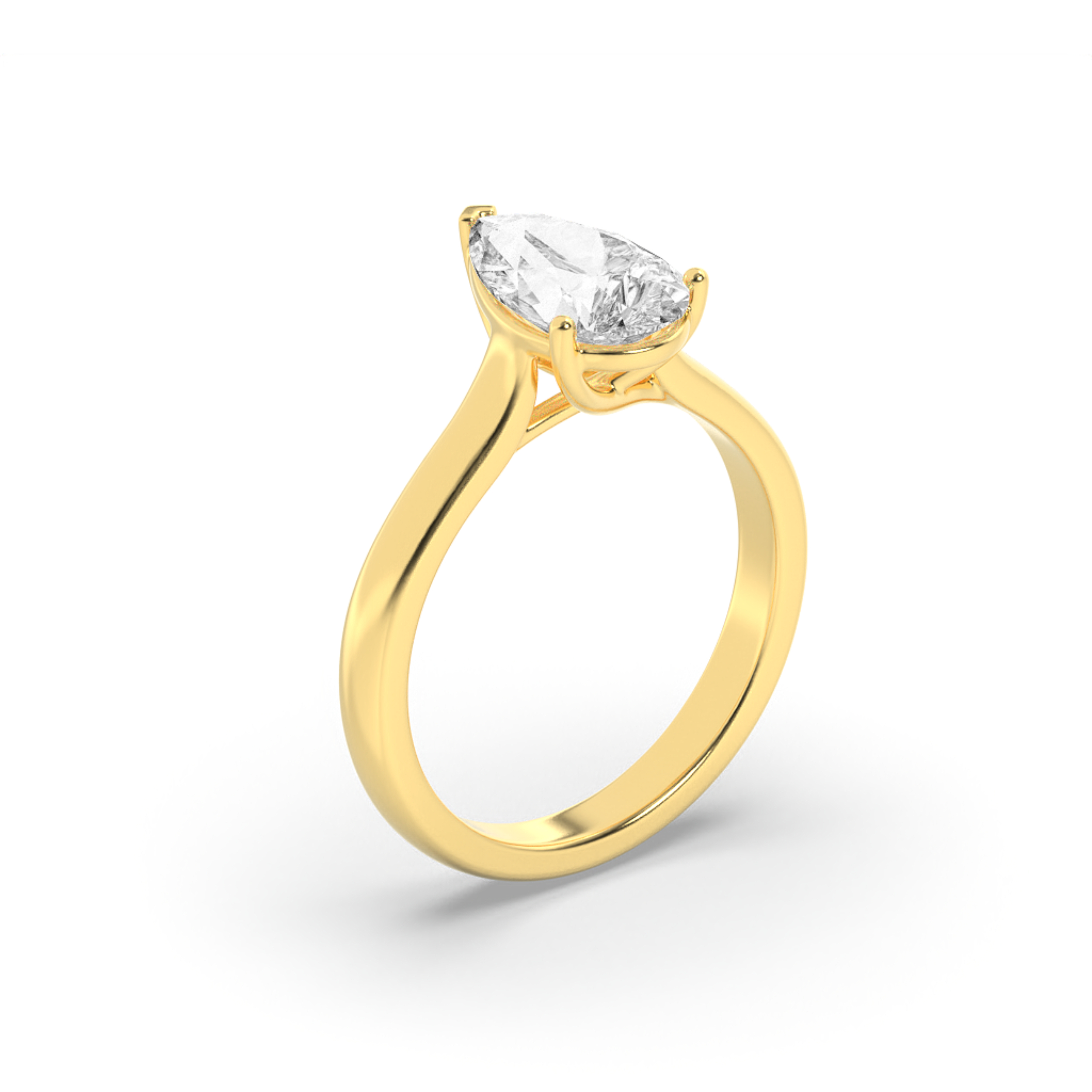 1.00 CT Pear Diamond Ring in 14K Yellow Gold