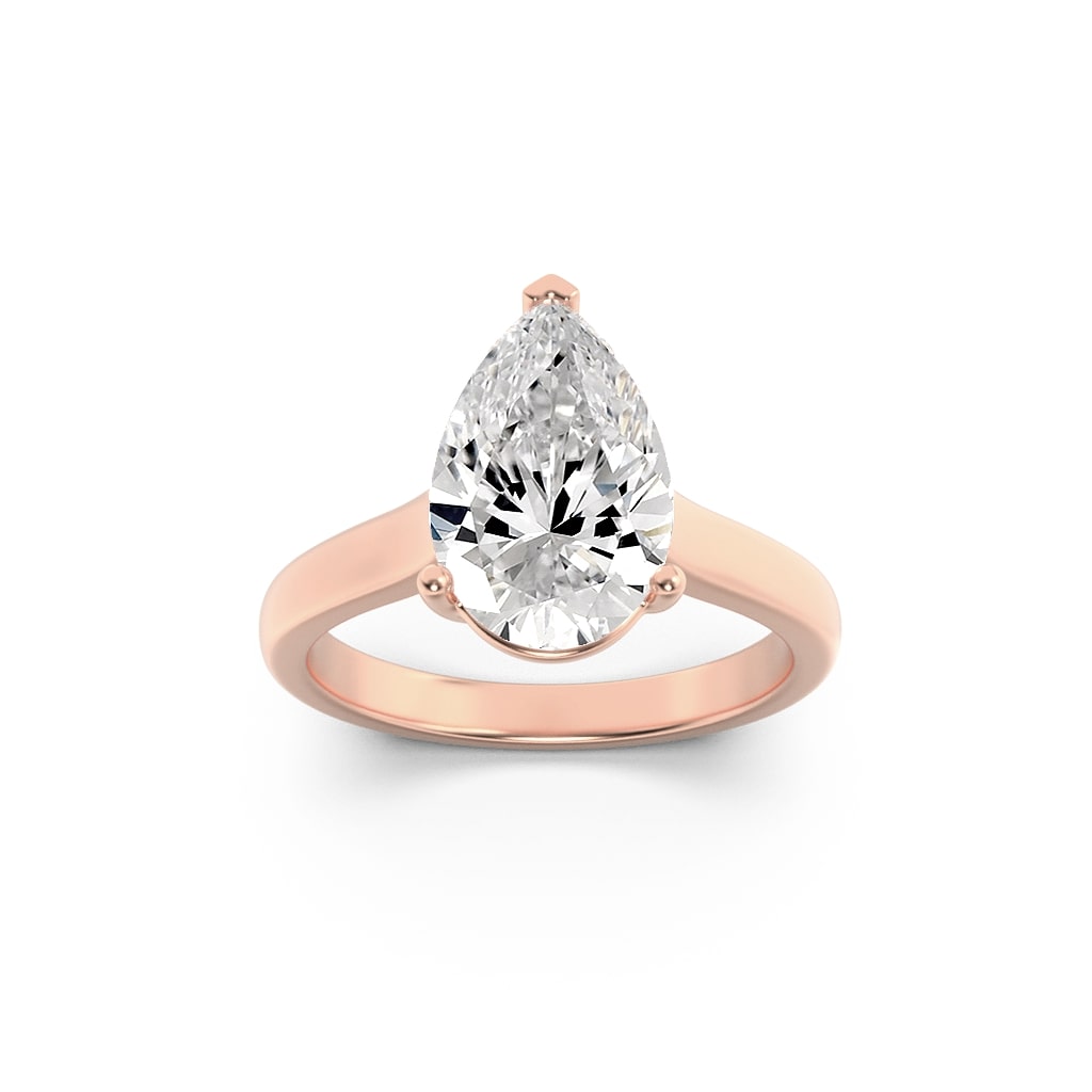 1.00 CT Pear Diamond Ring in 14K Rose Gold