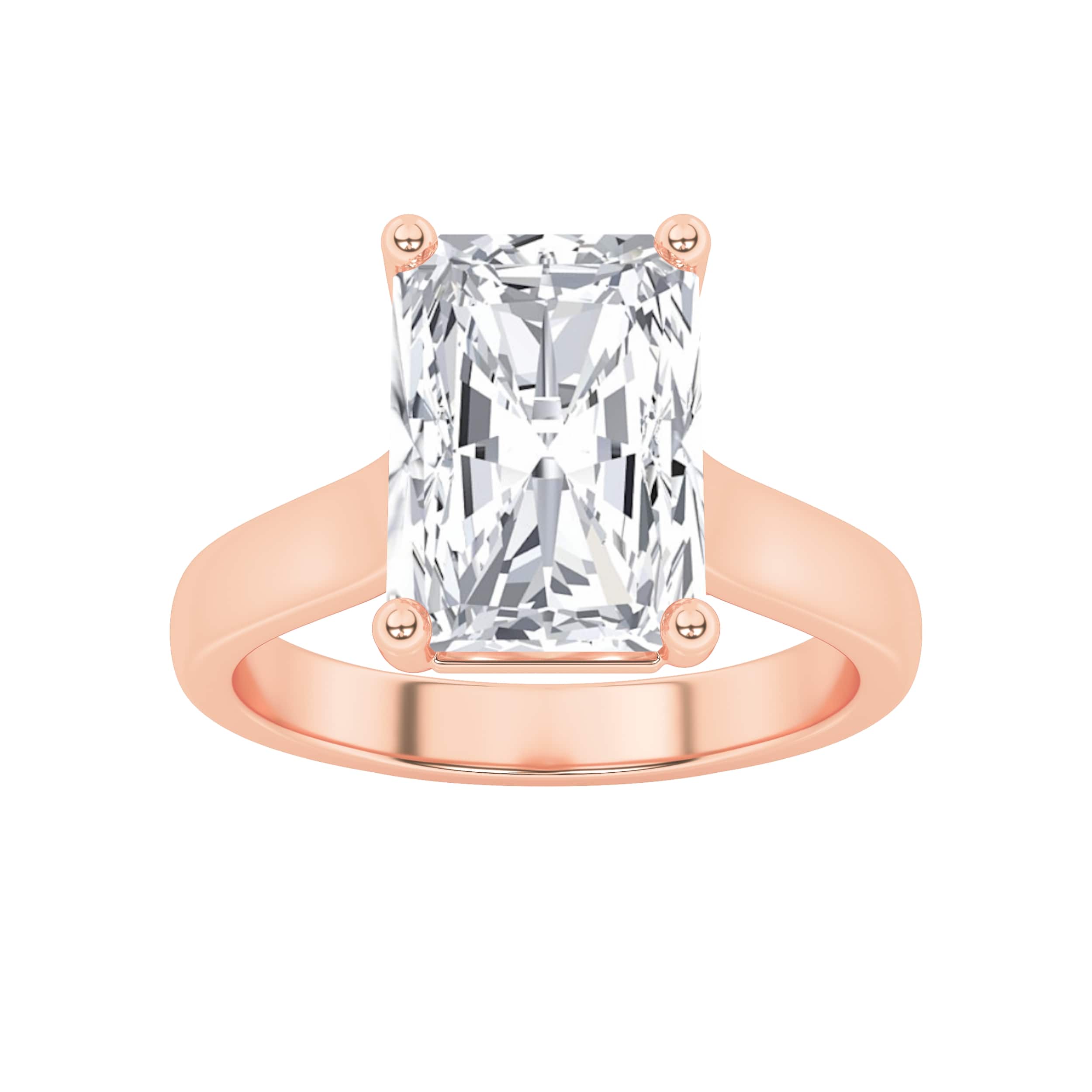 1.00 CT Radiant Diamond Ring in 14K Rose Gold