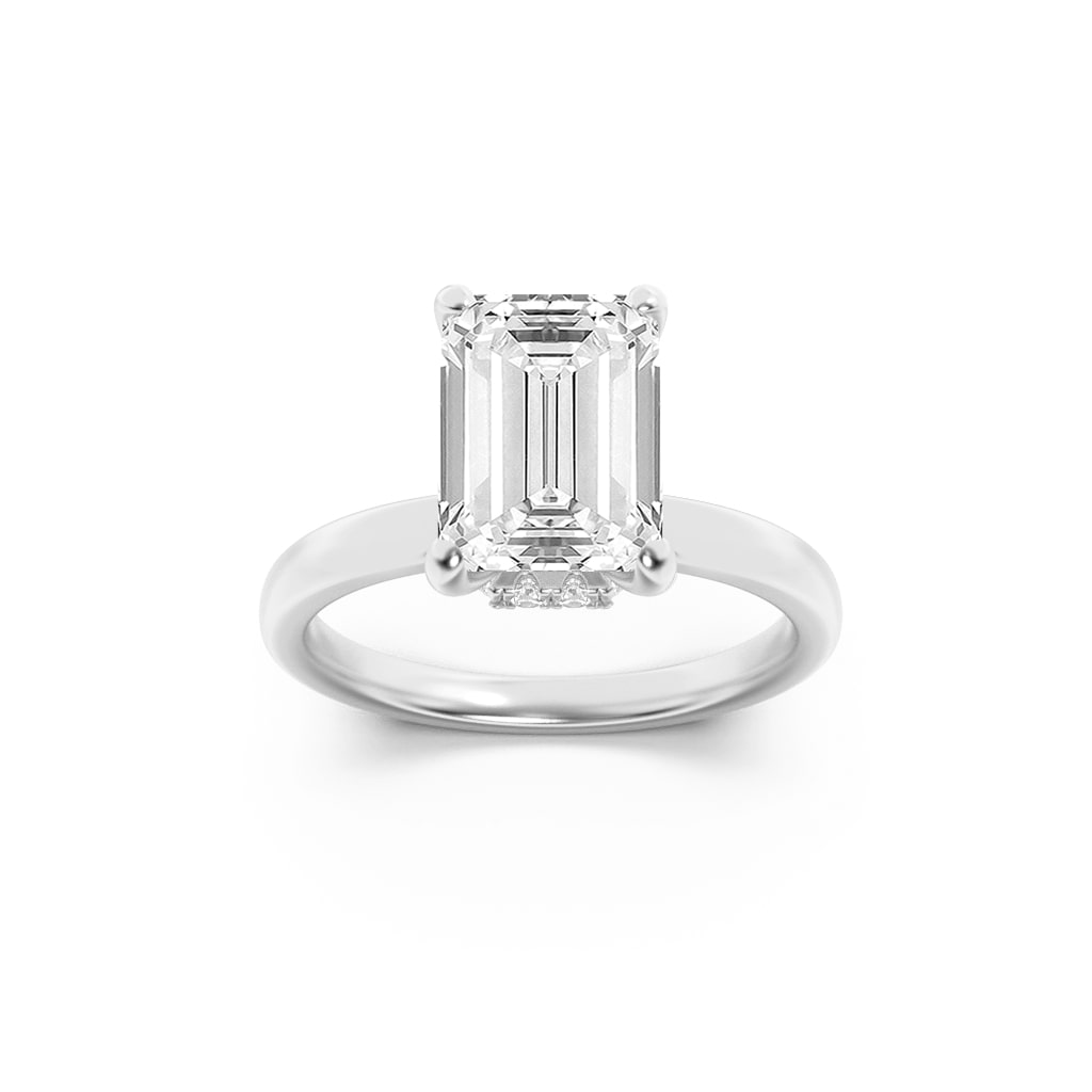 1.00 CT Emerald Diamond Ring in 14K White Gold