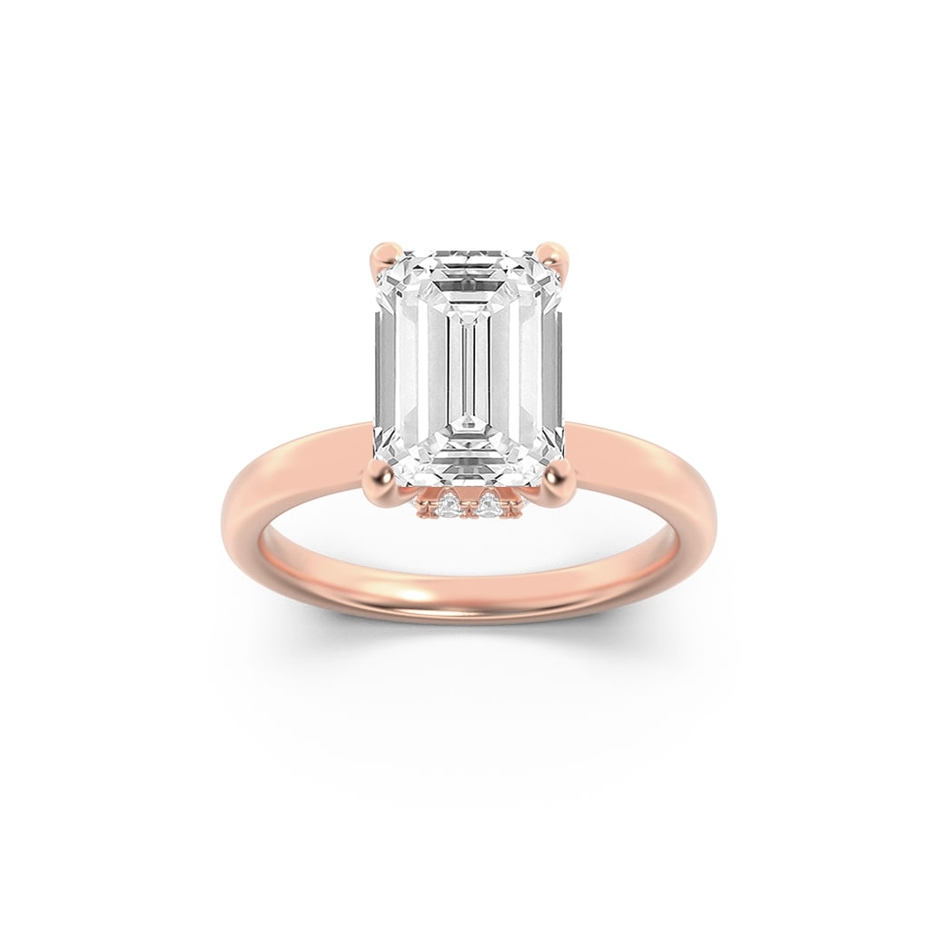 1.00 CT Emerald Diamond Ring in 14K Rose Gold