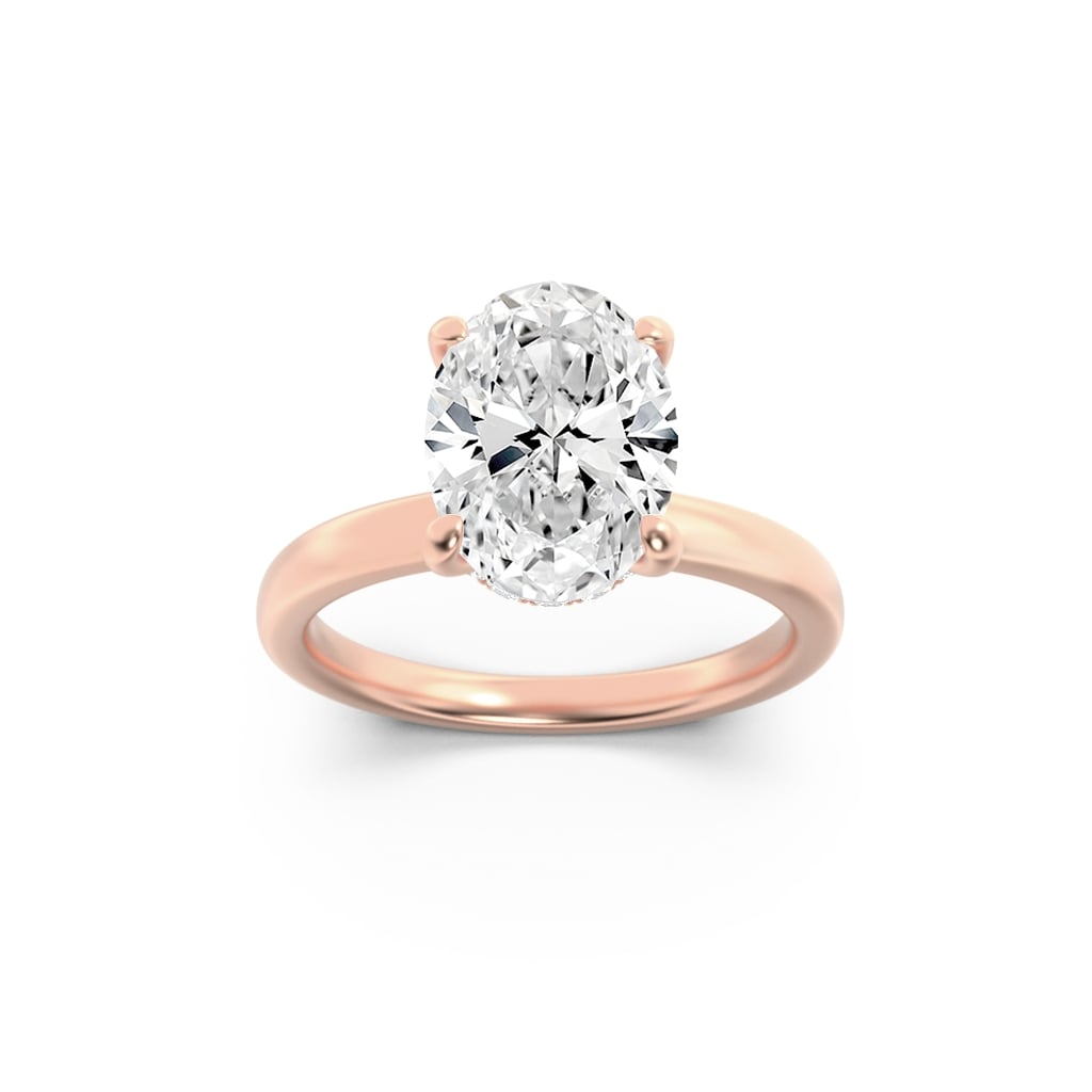 2.00 CT Oval Diamond Ring in 14K Rose Gold