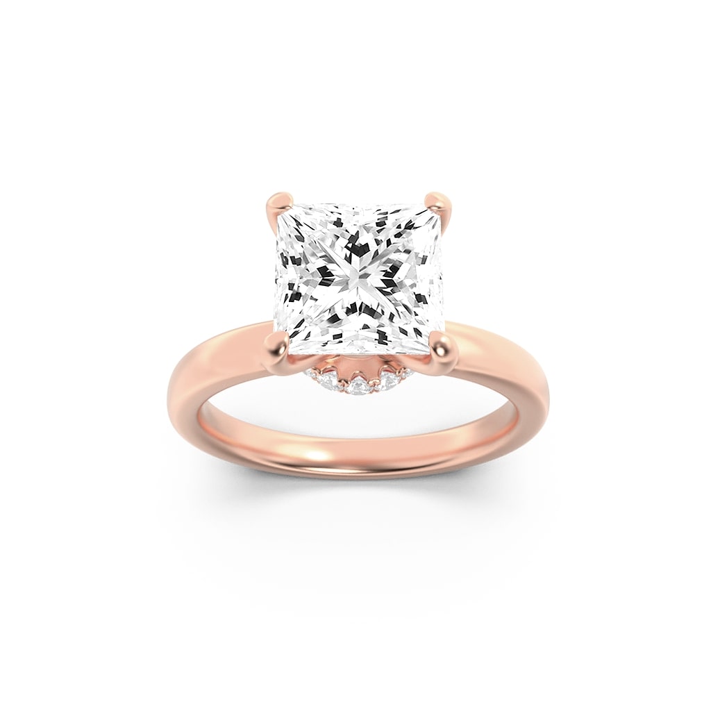 1.00 CT Princess Diamond Ring in 14K Rose Gold